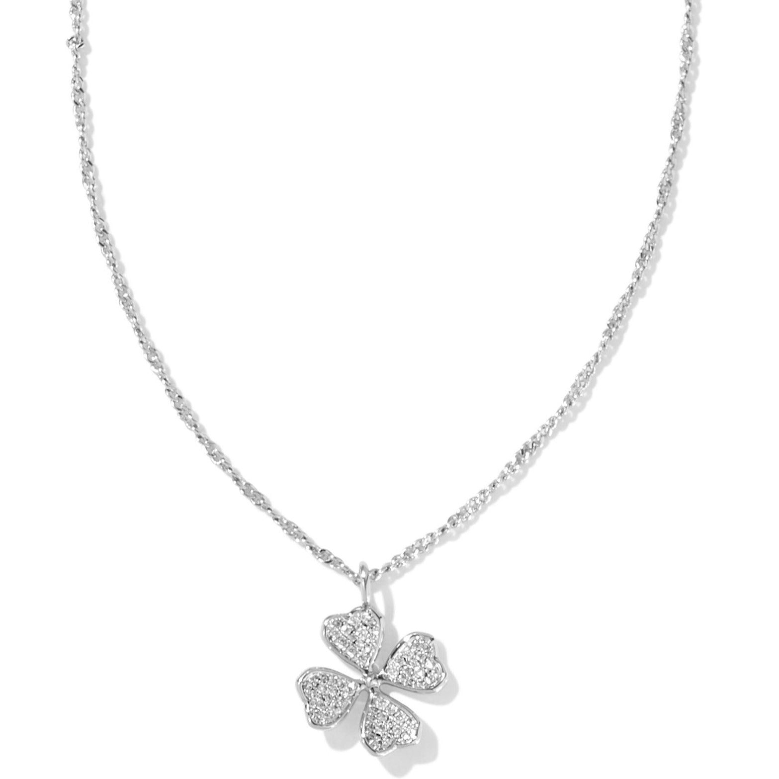 Kendra Scott | Clover Crystal Short Pendant Necklace in Silver - Giddy Up Glamour Boutique