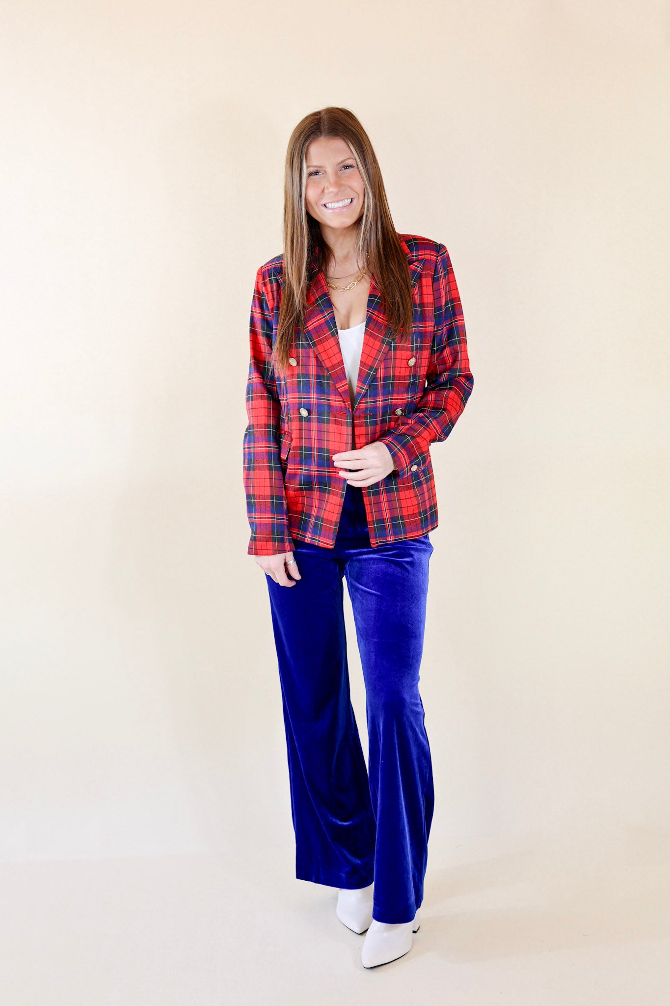 Chic Arrival Velvet Trouser Pants in Royal Blue - Giddy Up Glamour Boutique