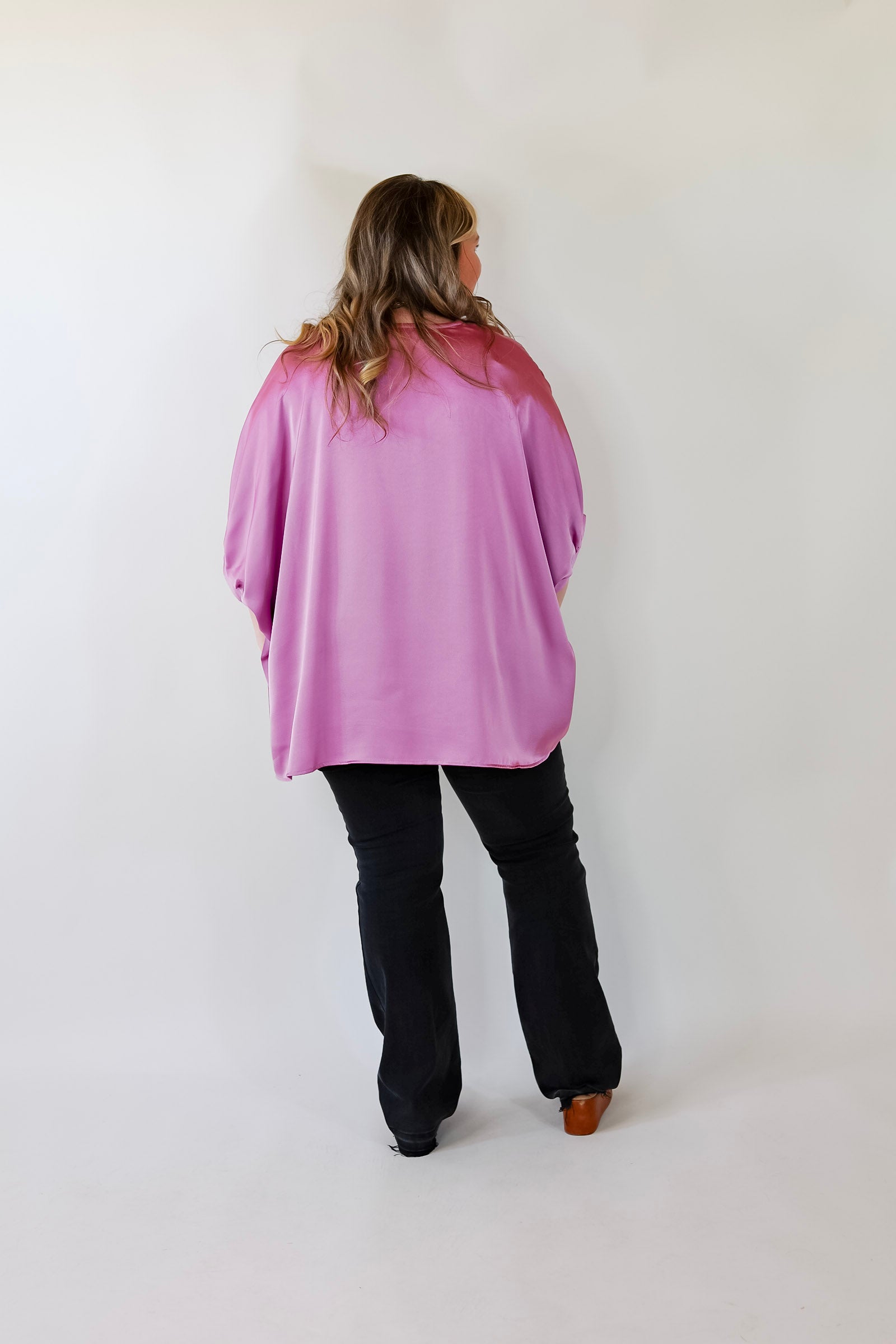 Irresistibly Chic Half Sleeve Oversized Blouse in Mauve Purple - Giddy Up Glamour Boutique
