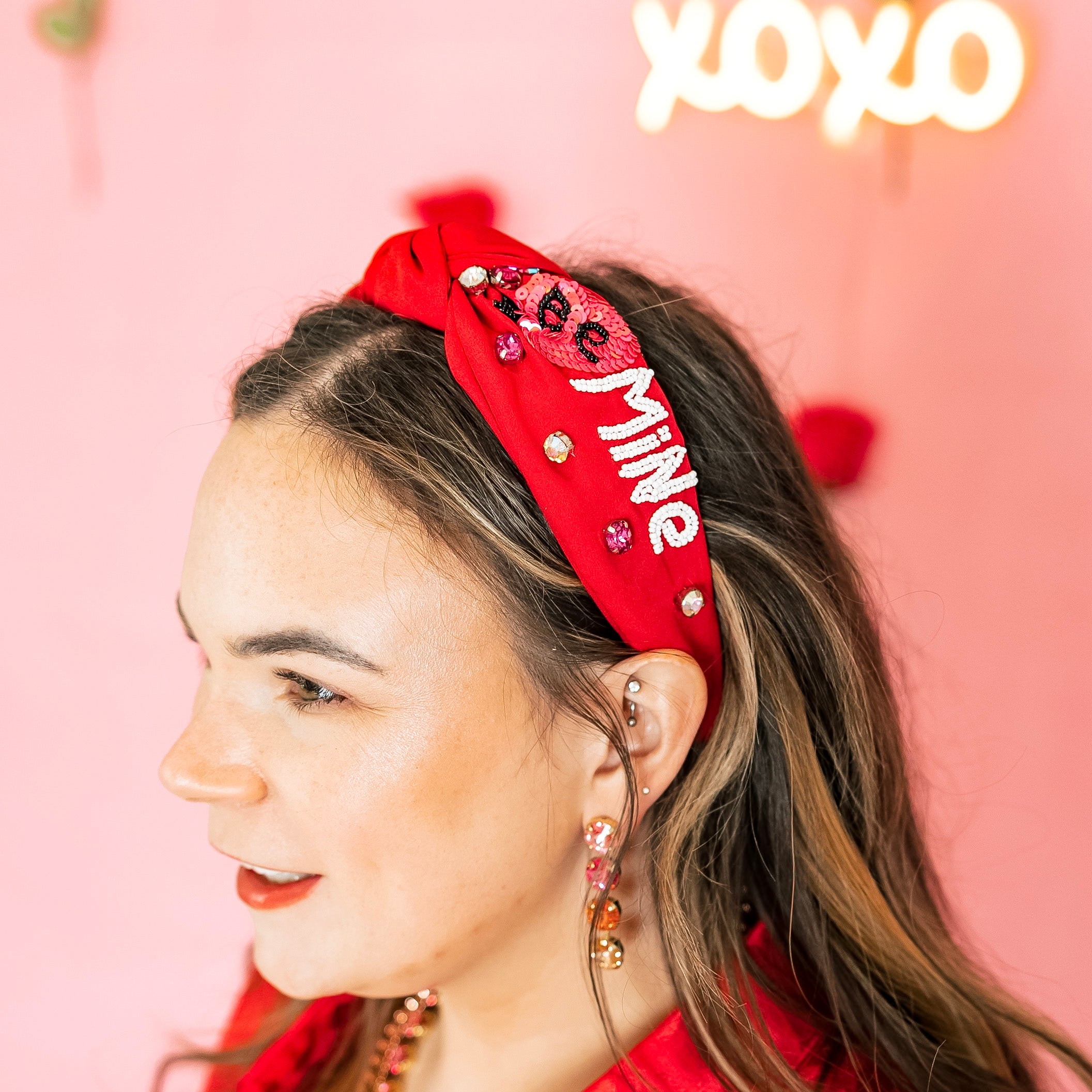 BE MINE Crystal Detailed Knot Headband - Giddy Up Glamour Boutique