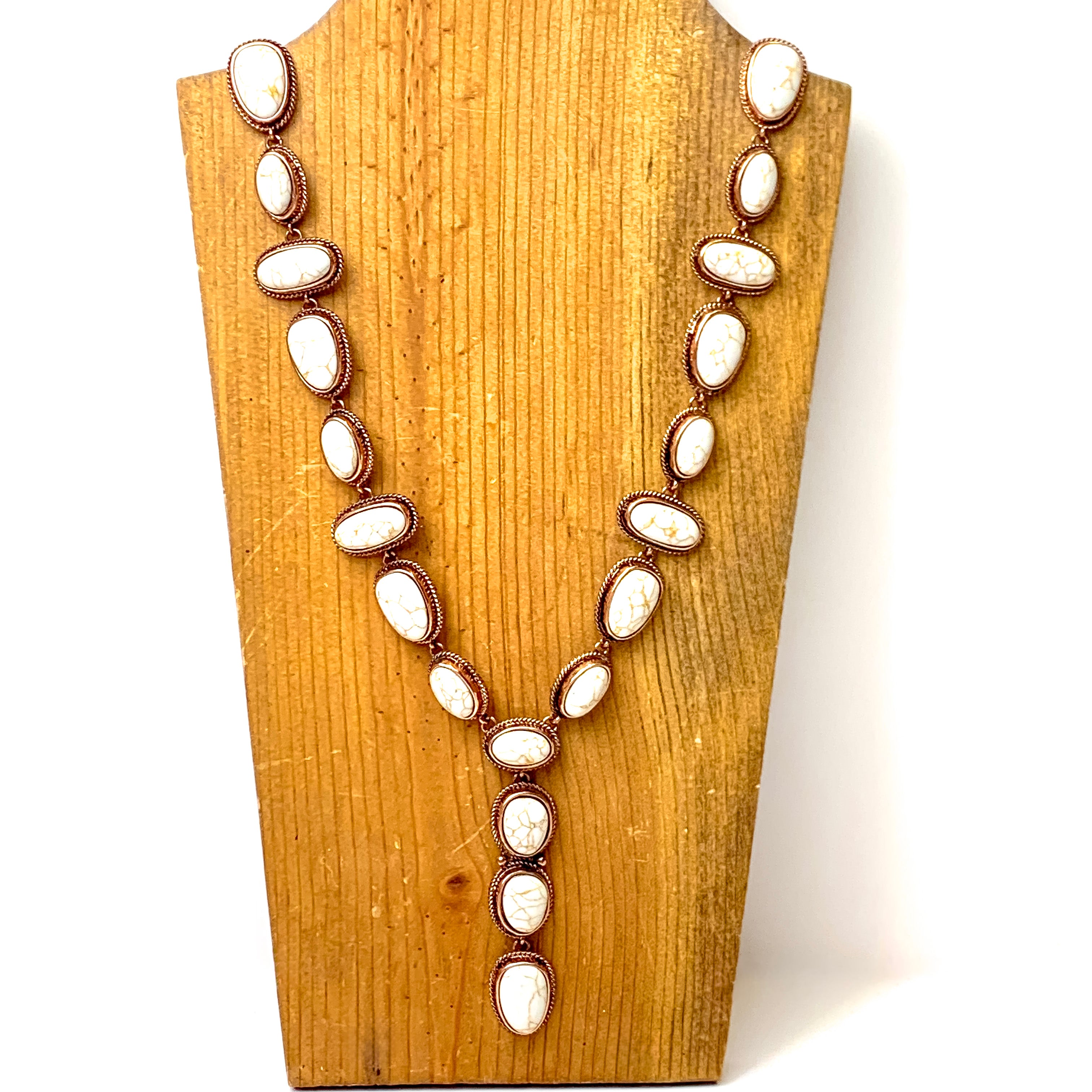 Western Stone Lariat Necklace in Ivory - Giddy Up Glamour Boutique