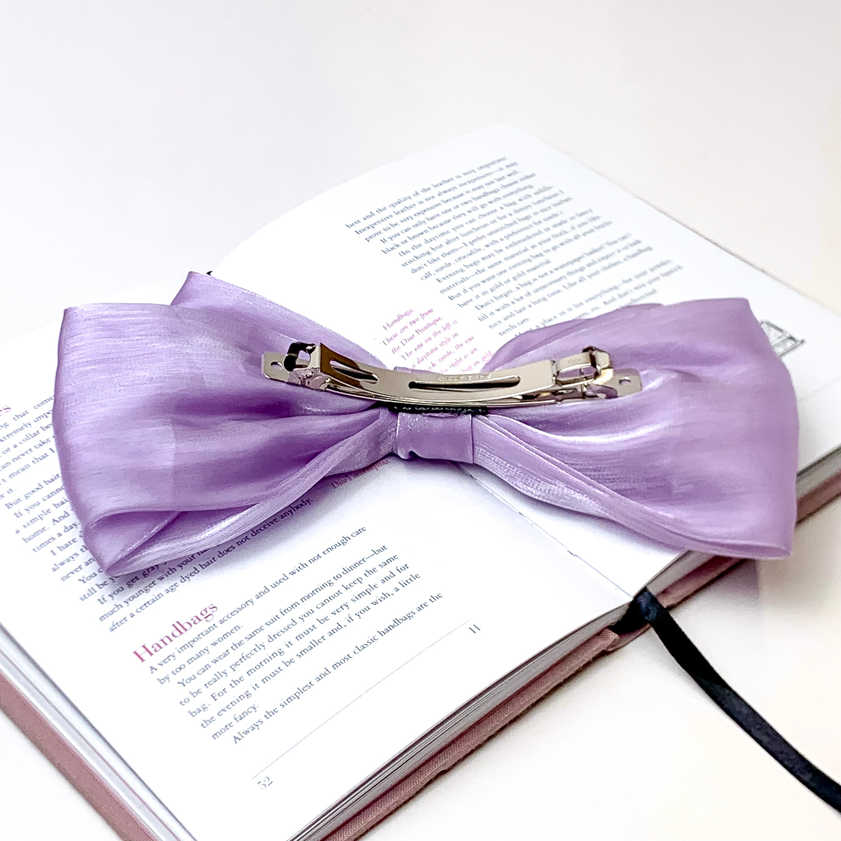 Feelin' Flirty Silk Bow Hair Clip in Lavender Purple