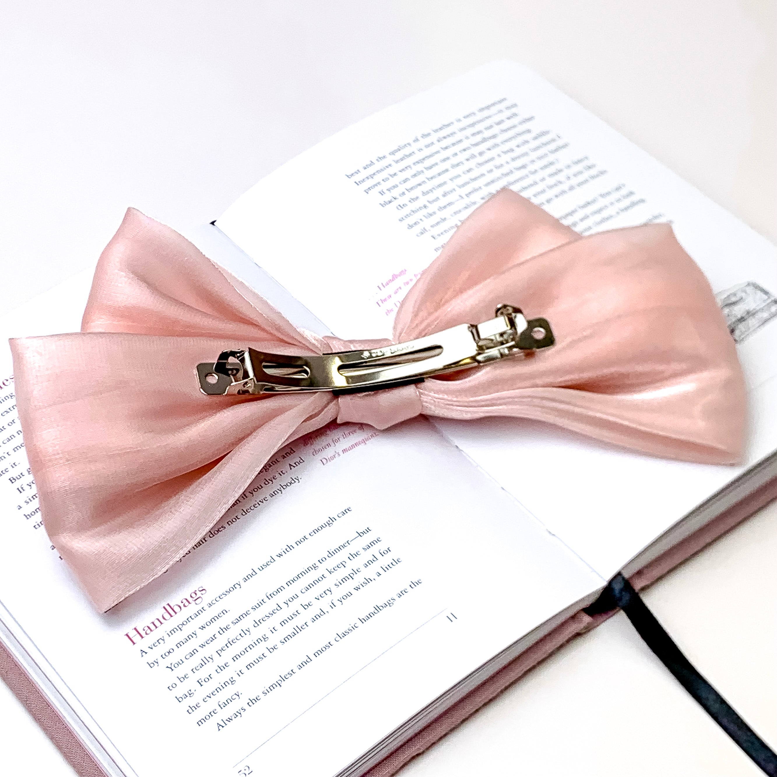 Feelin' Flirty Silk Bow Hair Clip in Blush Pink - Giddy Up Glamour Boutique
