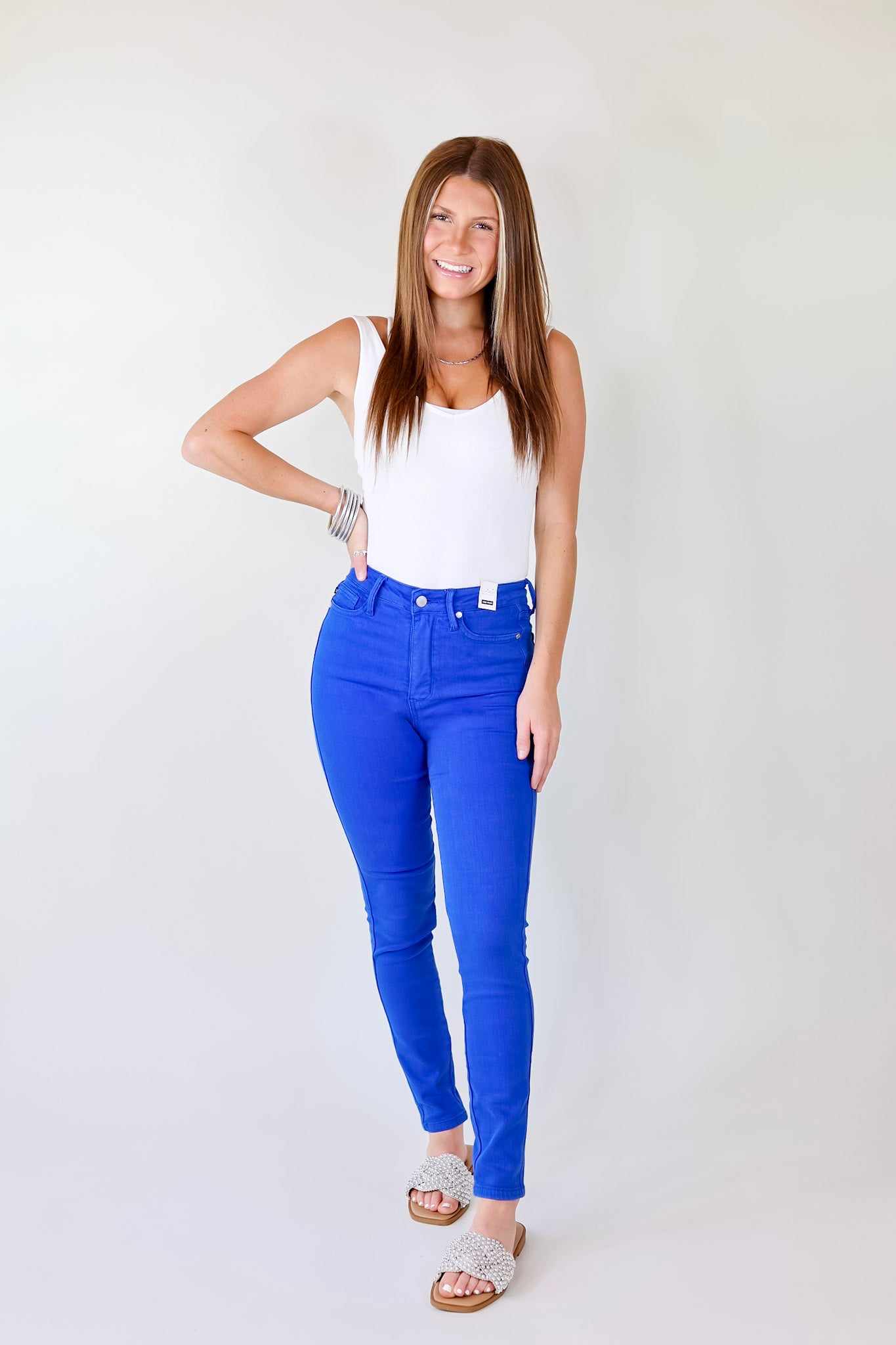 Judy Blue | Vibrant Smiles Control Top Skinny Jeans in Cobalt Blue - Giddy Up Glamour Boutique