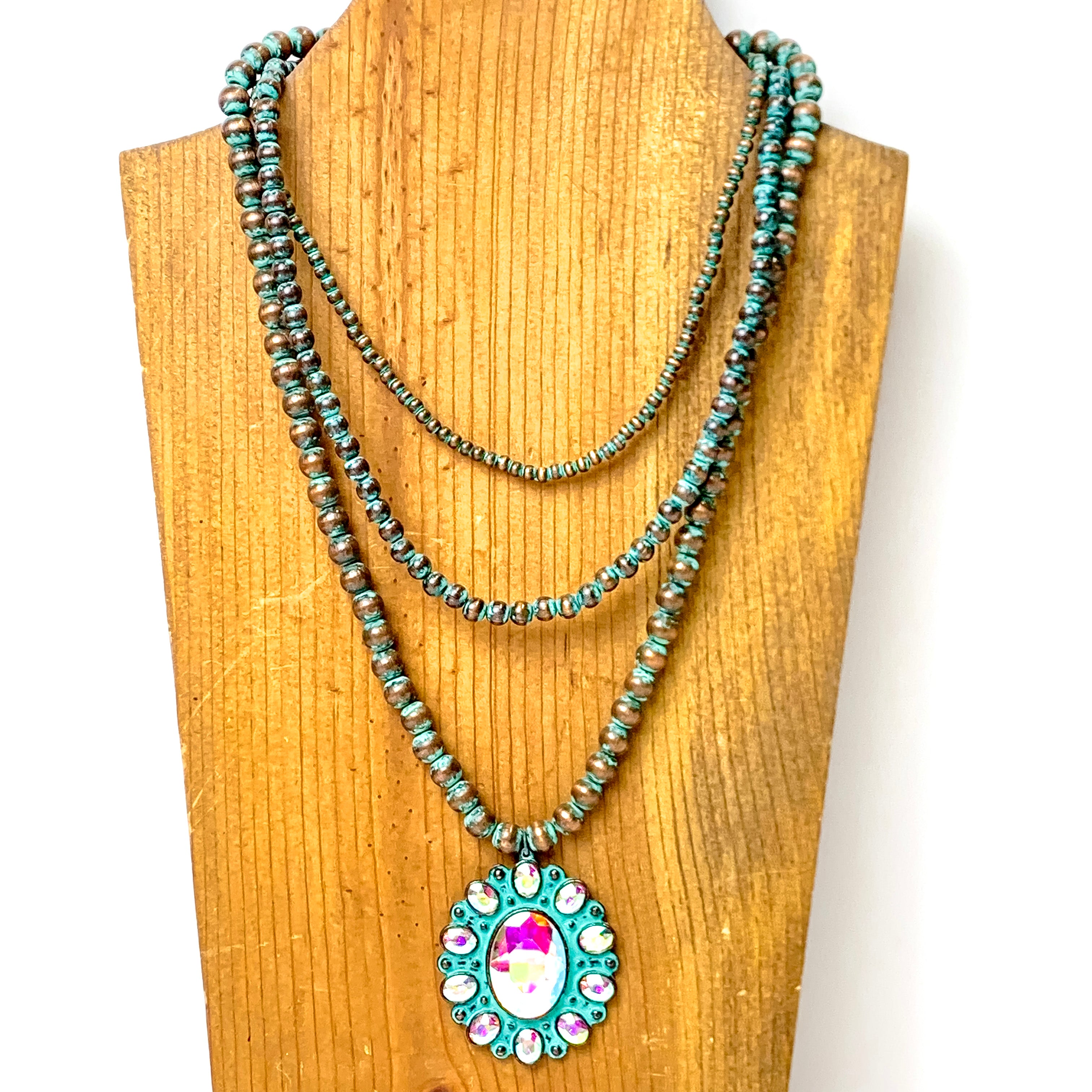 Southwest Splendor Faux Navajo Pearl Necklace in Patina Tone - Giddy Up Glamour Boutique