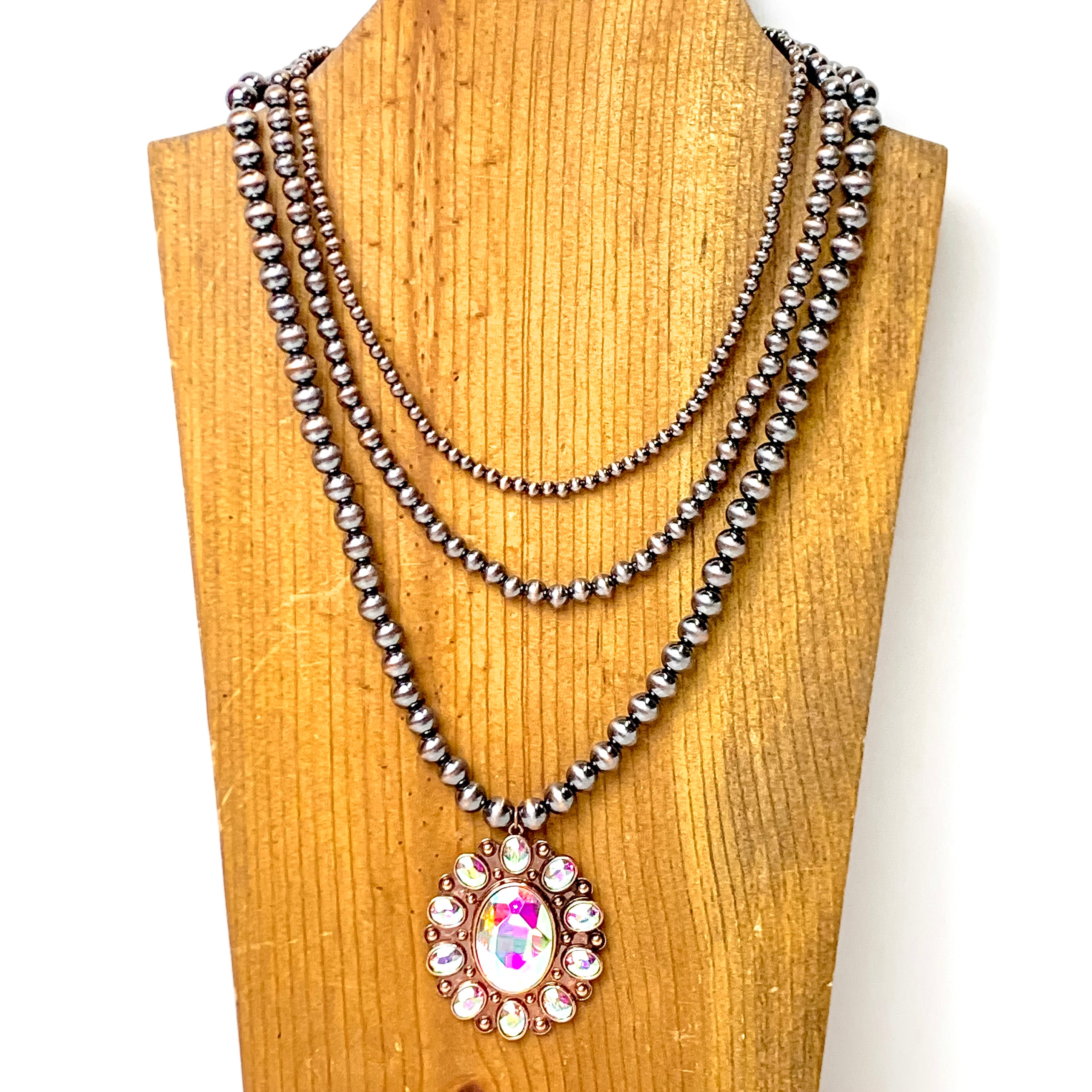 Southwest Splendor Faux Navajo Pearl Necklace in Copper Tone - Giddy Up Glamour Boutique
