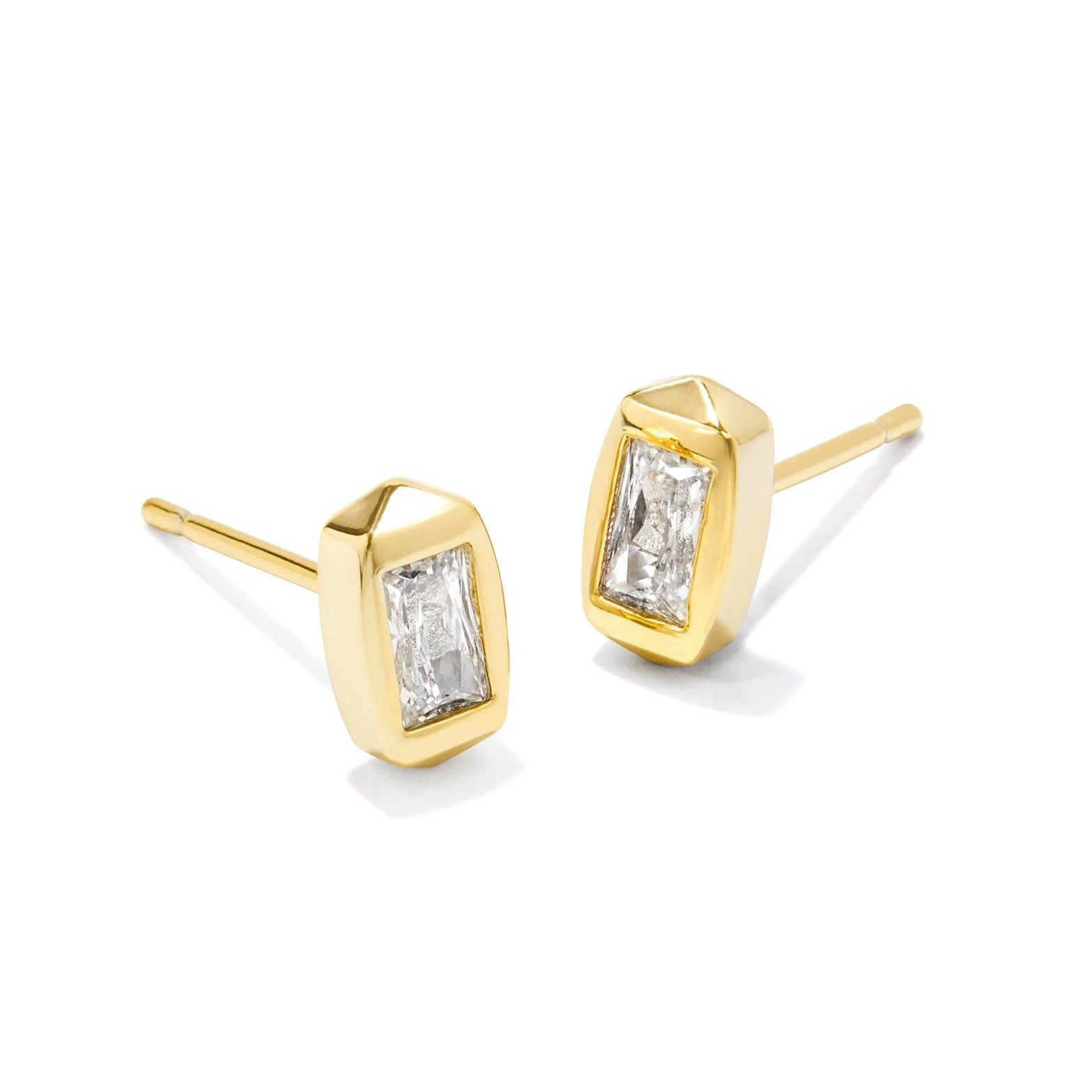 Kendra Scott | Fern Gold Crystal Stud Earrings in White Crystal - Giddy Up Glamour Boutique