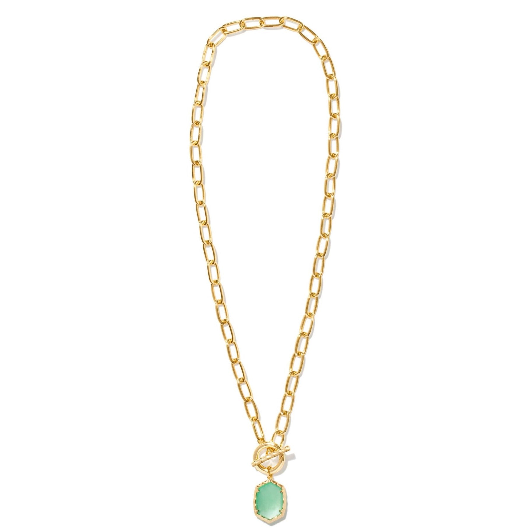 Kendra Scott | Daphne Gold Link and Chain Necklace in Light Green Mother of Pearl - Giddy Up Glamour Boutique