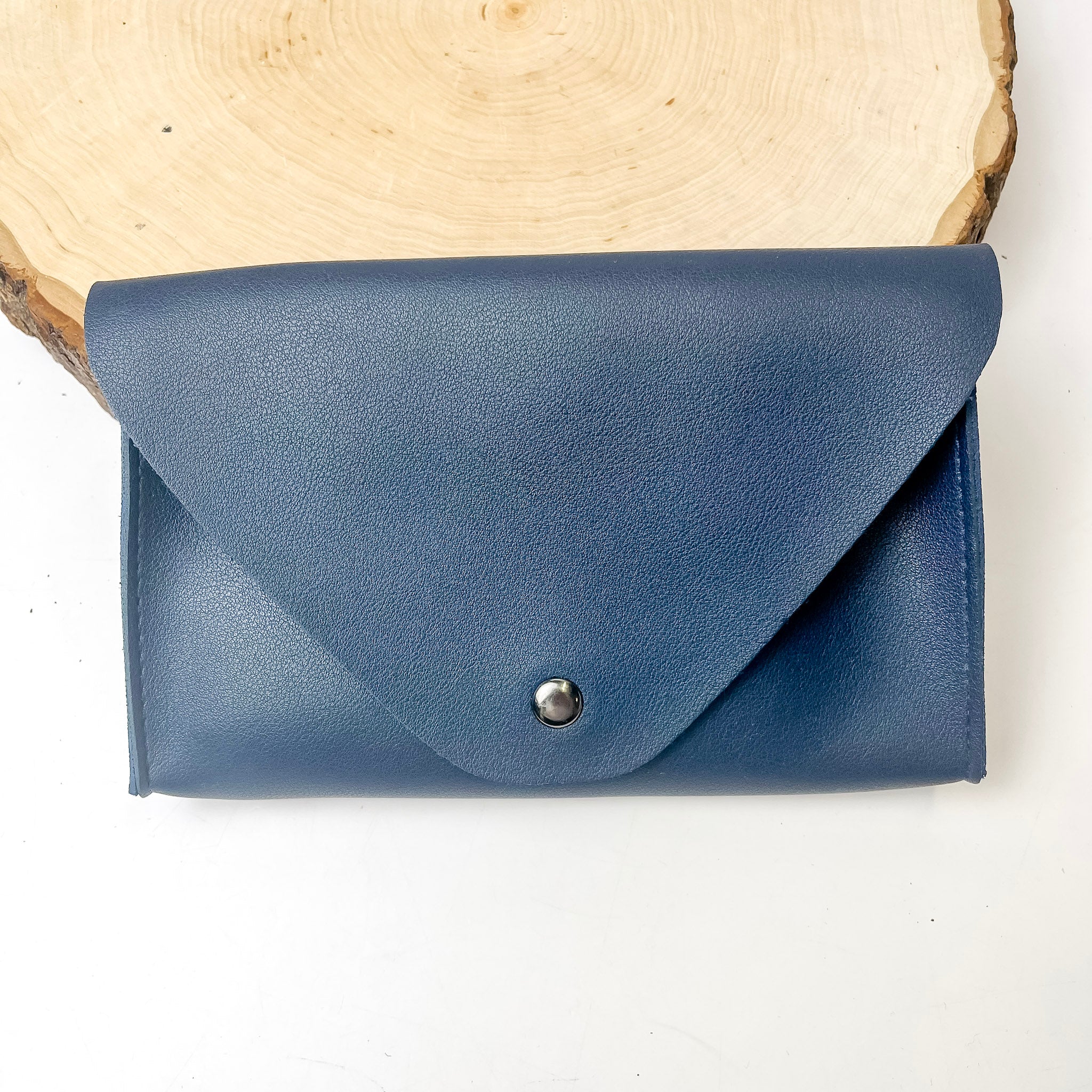 Envelope Faux Leather Fanny Pack in Navy Blue | ONLY 2 LEFT! - Giddy Up Glamour Boutique