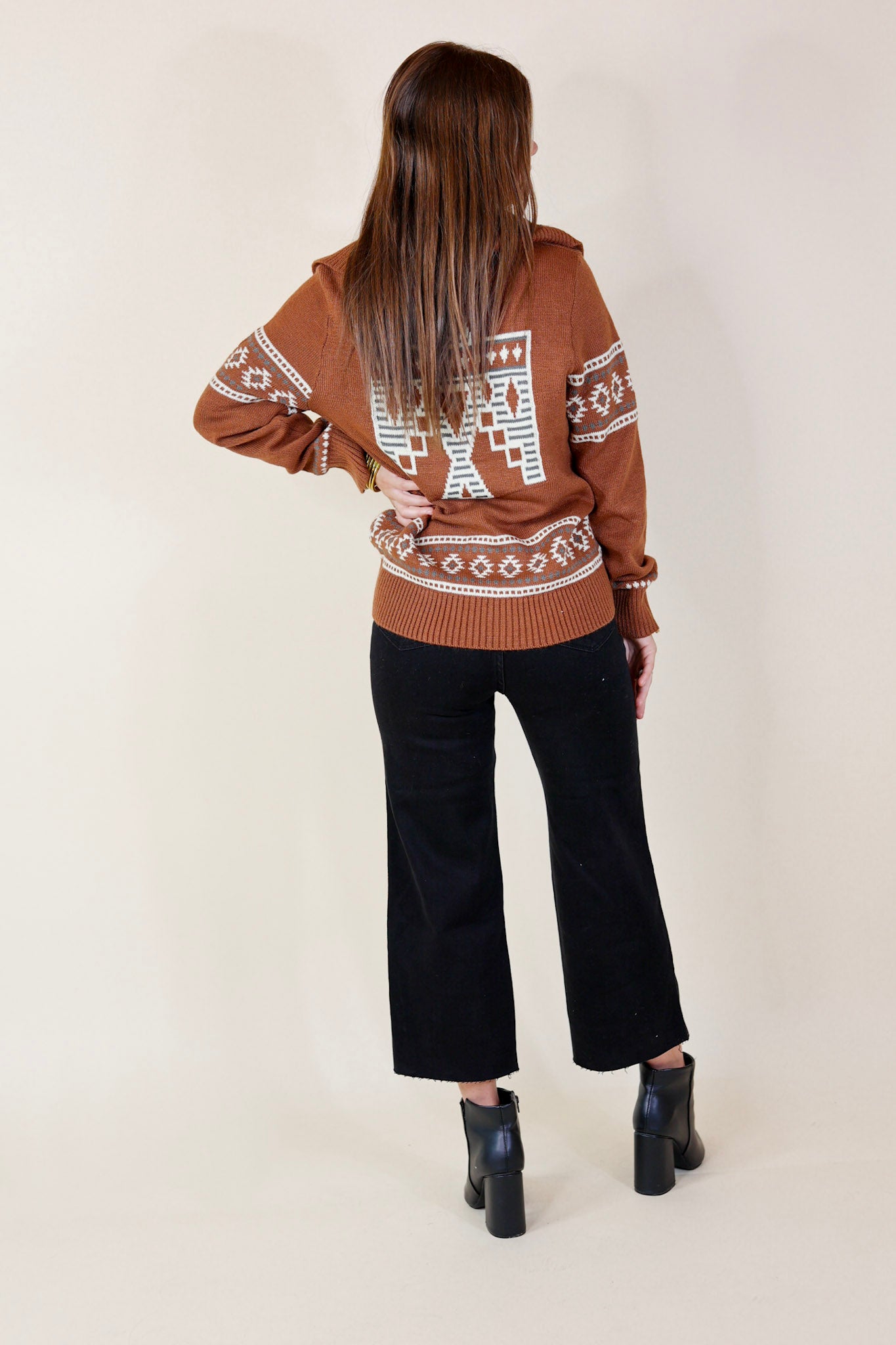 Desert Chill Thunderbird Button Up Cardigan in Rust Brown - Giddy Up Glamour Boutique