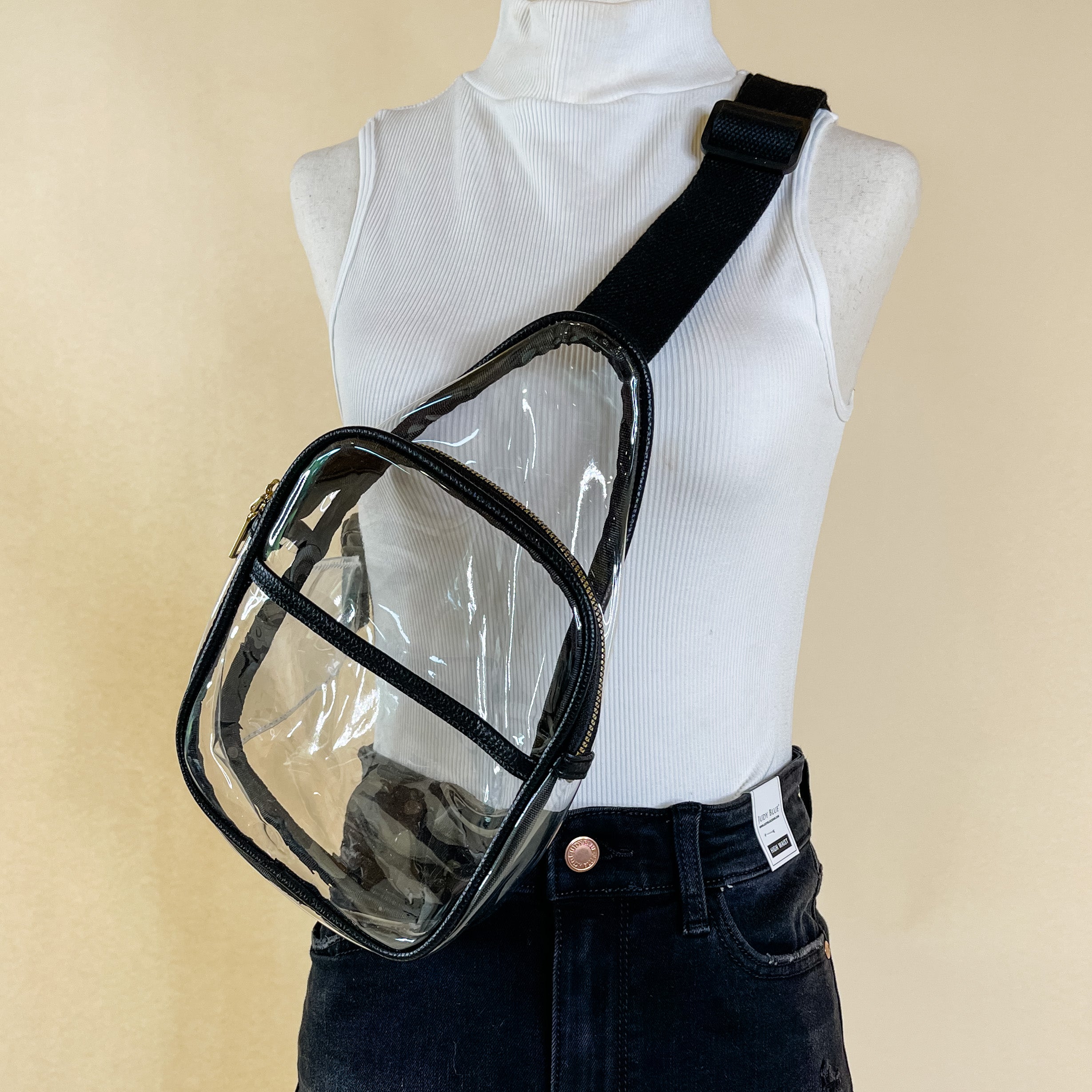Clear Sling Backpack with a Black Outline - Giddy Up Glamour Boutique