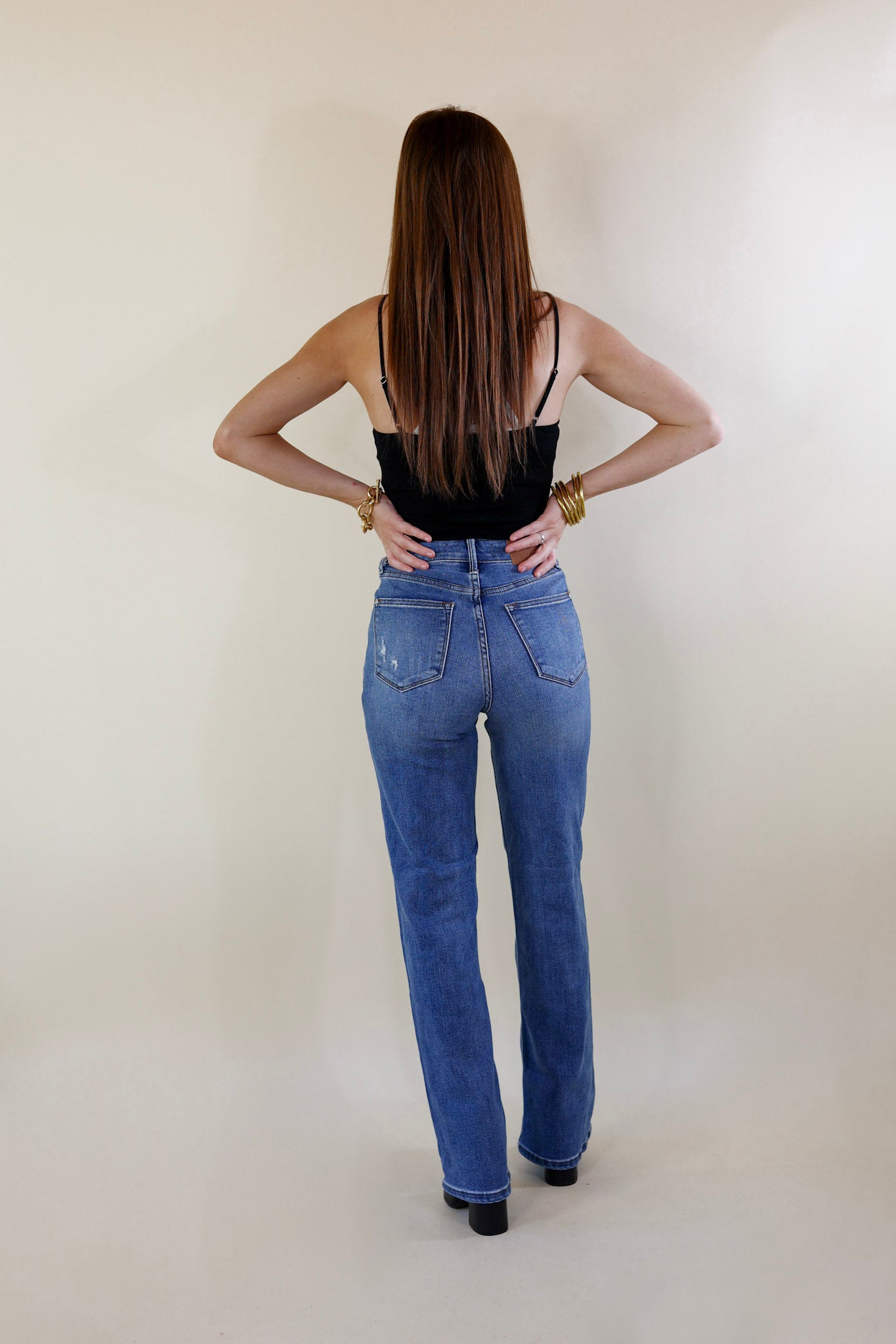 Judy Blue | Festival Feels Tummy Control 90's Straight Leg Jeans in Medium Wash - Giddy Up Glamour Boutique