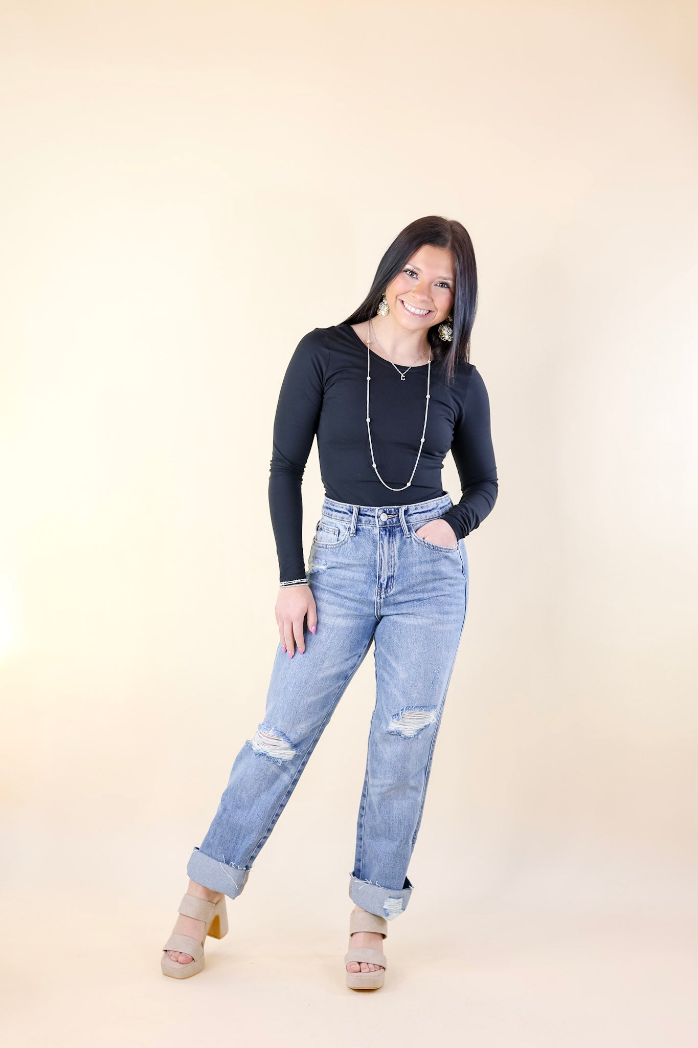 Judy Blue | Guest To Impress Destroy Knee Straight Leg in Medium Wash - Giddy Up Glamour Boutique