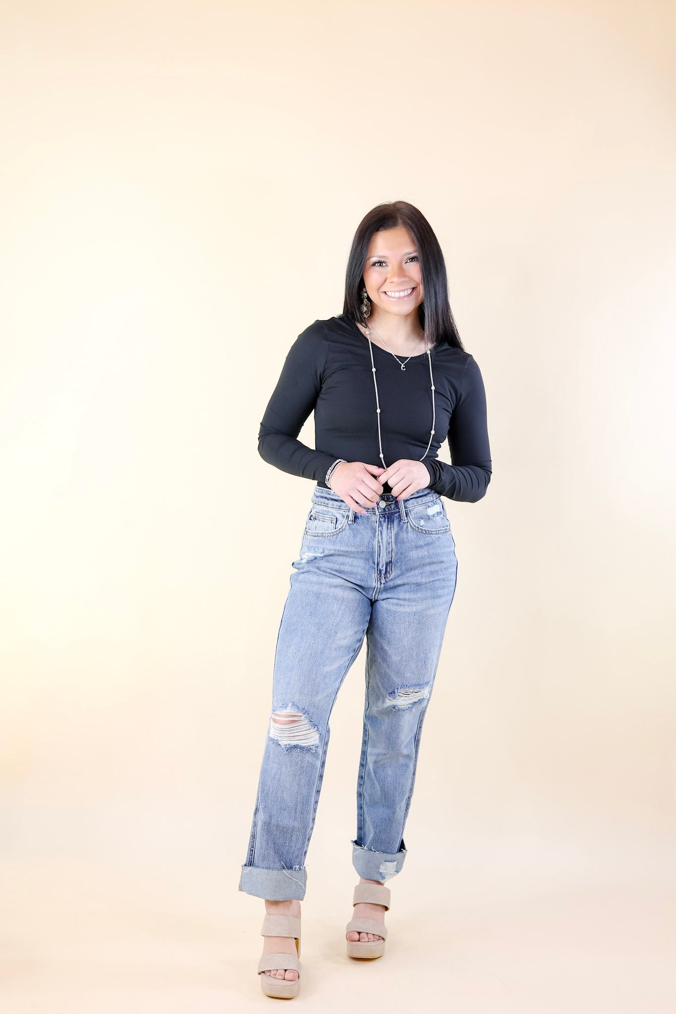 Judy Blue | Guest To Impress Destroy Knee Straight Leg in Medium Wash - Giddy Up Glamour Boutique