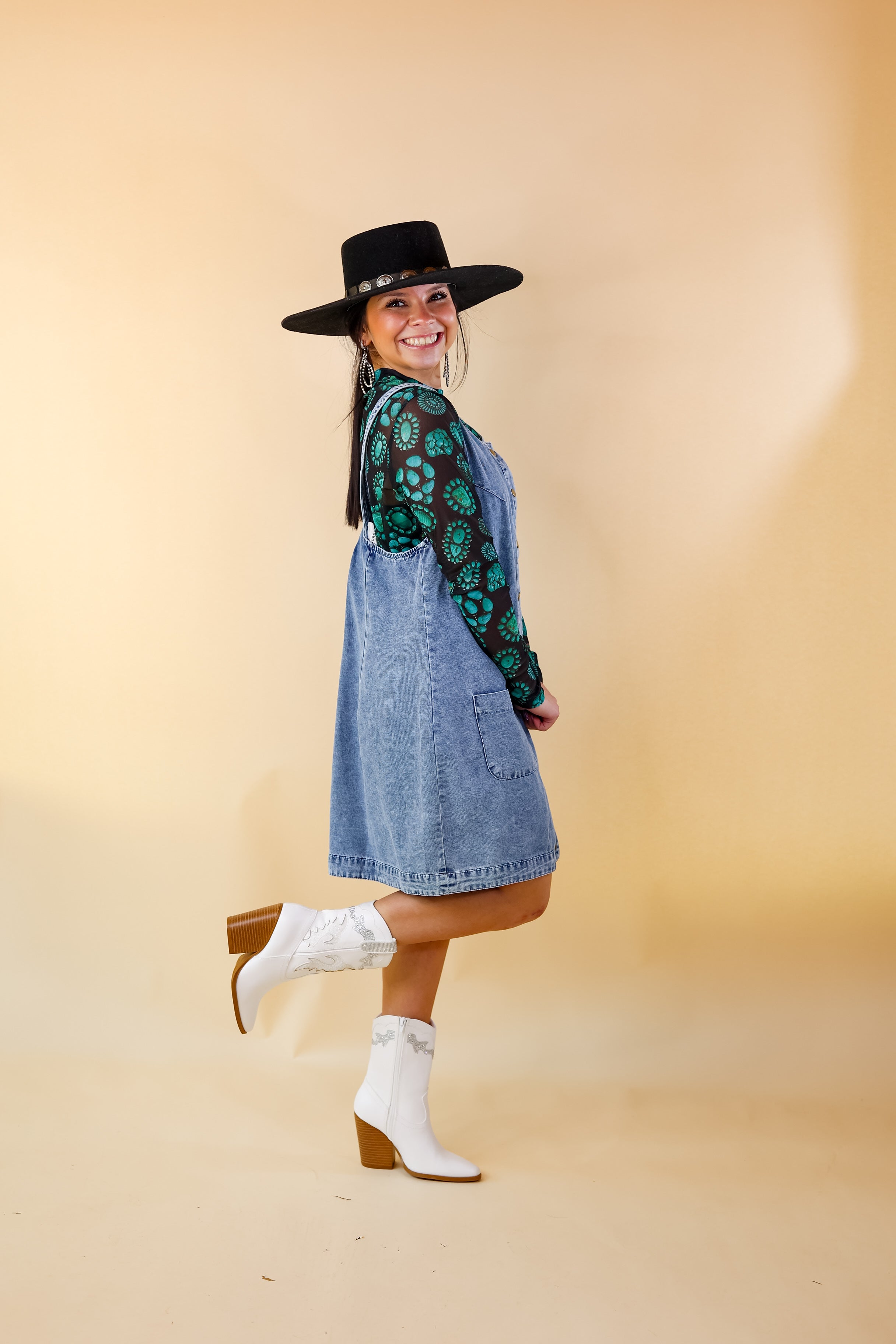 The Girl Next Door Denim Button Up Dress in Light Wash - Giddy Up Glamour Boutique