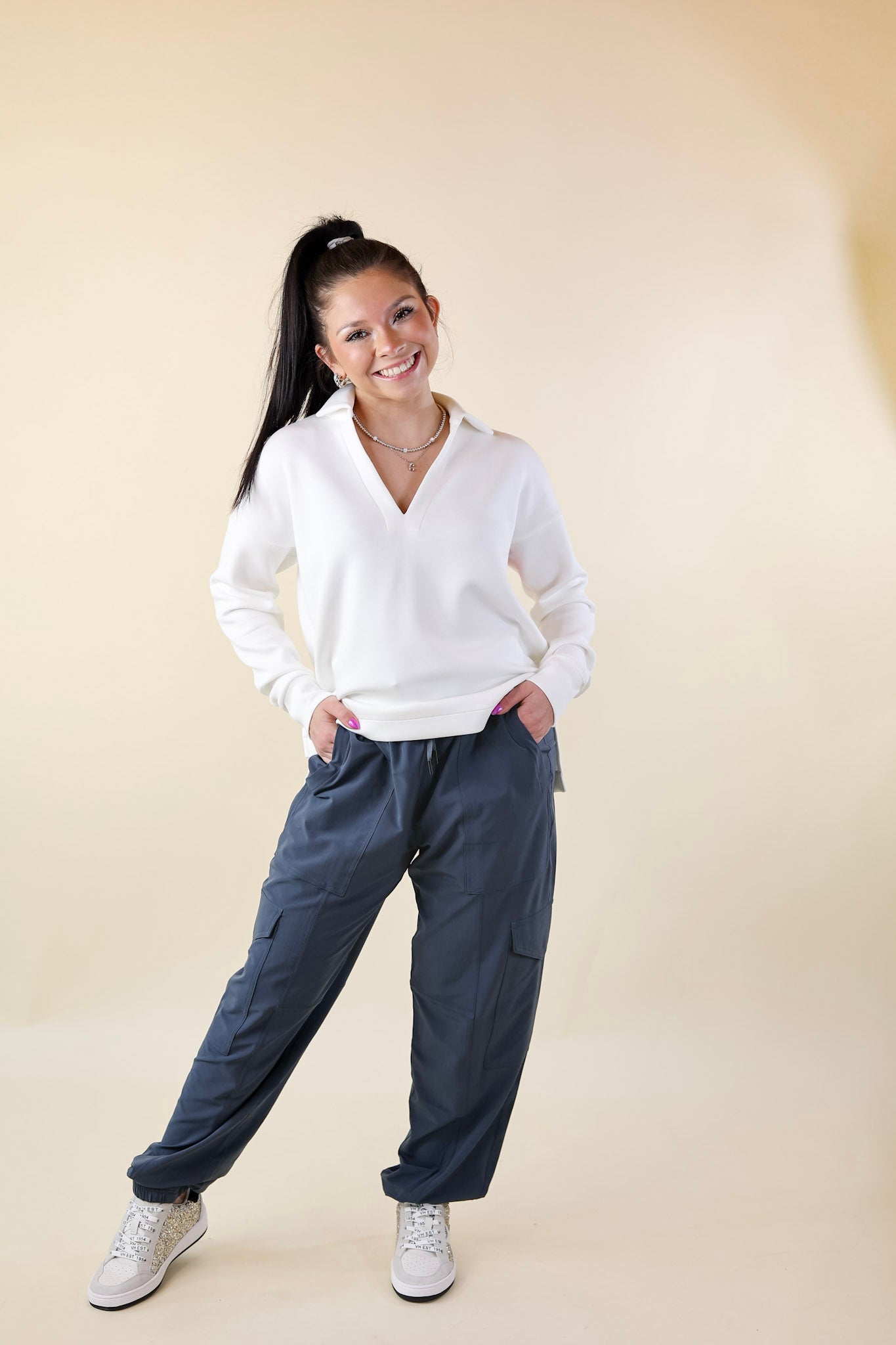 SPANX | Casual Fridays Cargo Jogger in Dark Storm (Heather Navy) - Giddy Up Glamour Boutique