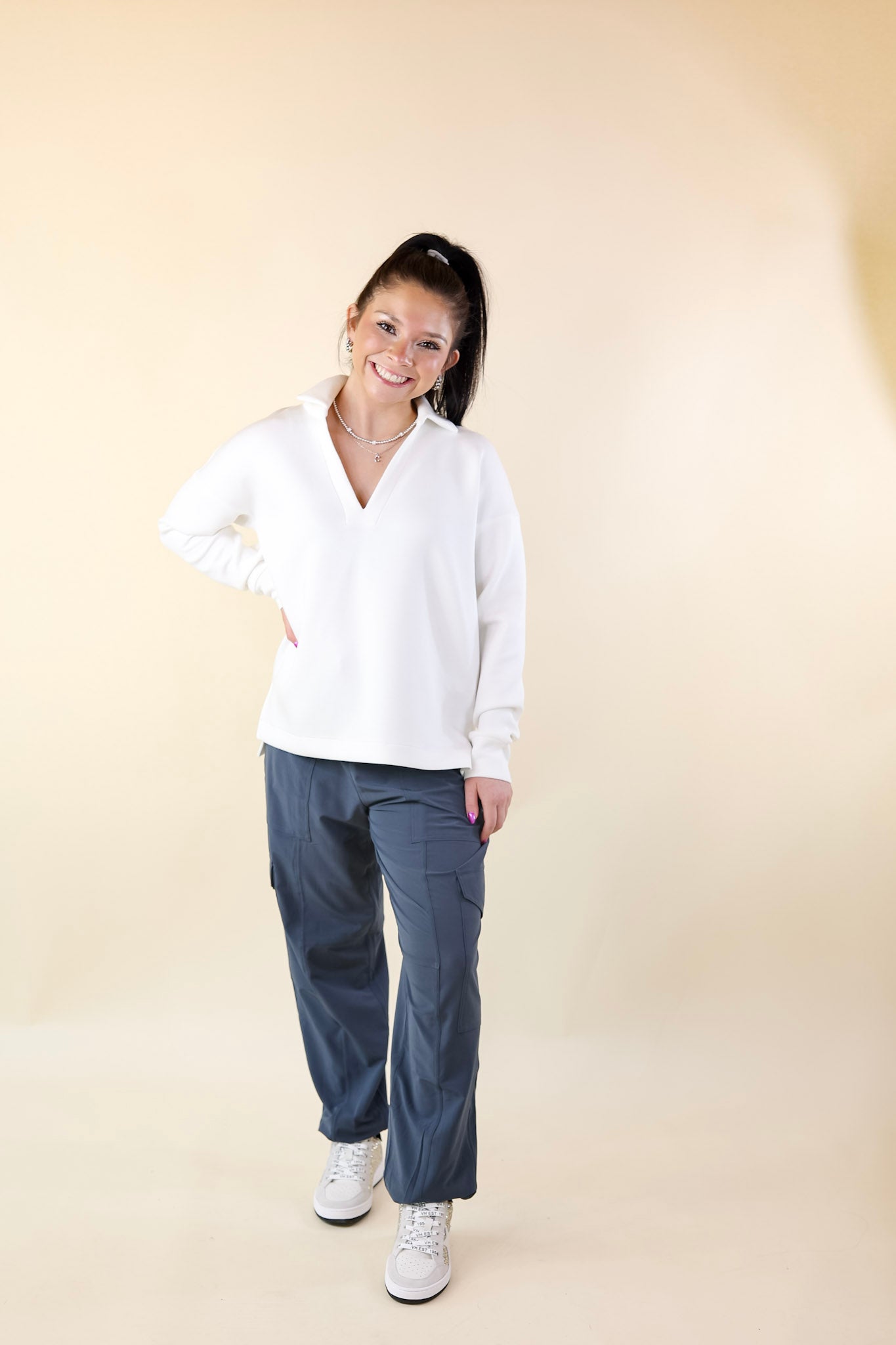 SPANX | Casual Fridays Cargo Jogger in Dark Storm (Heather Navy) - Giddy Up Glamour Boutique