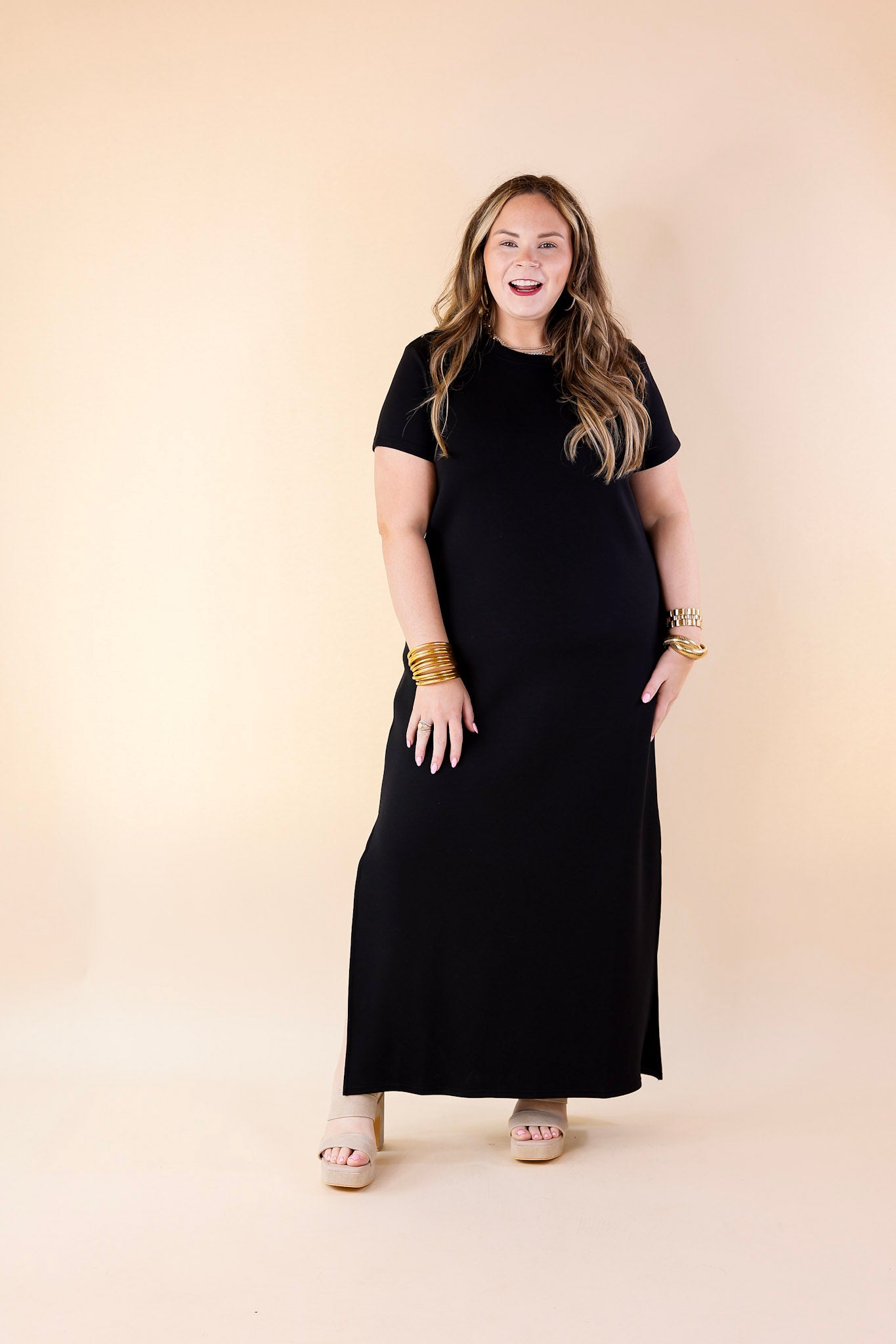 SPANX | AirEssentials Maxi T-Shirt Dress in Very Black - Giddy Up Glamour Boutique