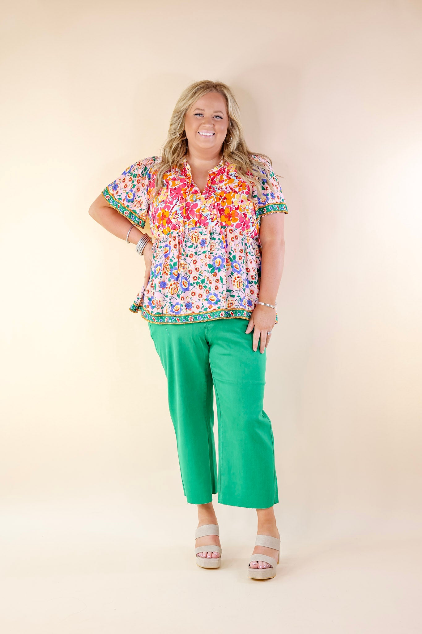 Judy Blue | Sign Me Up Tummy Control Cropped Wide Leg Jeans in Kelly Green - Giddy Up Glamour Boutique
