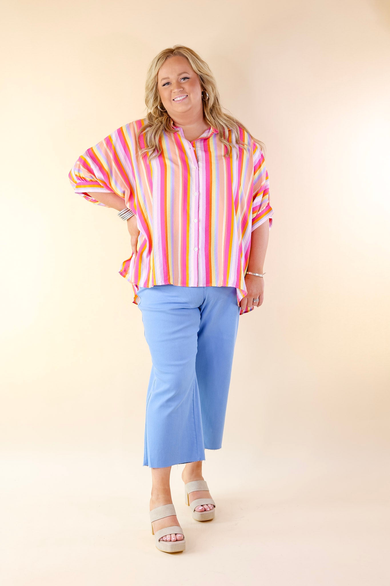 Judy Blue | Sign Me Up Tummy Control Cropped Wide Leg Jeans in Sky Blue - Giddy Up Glamour Boutique