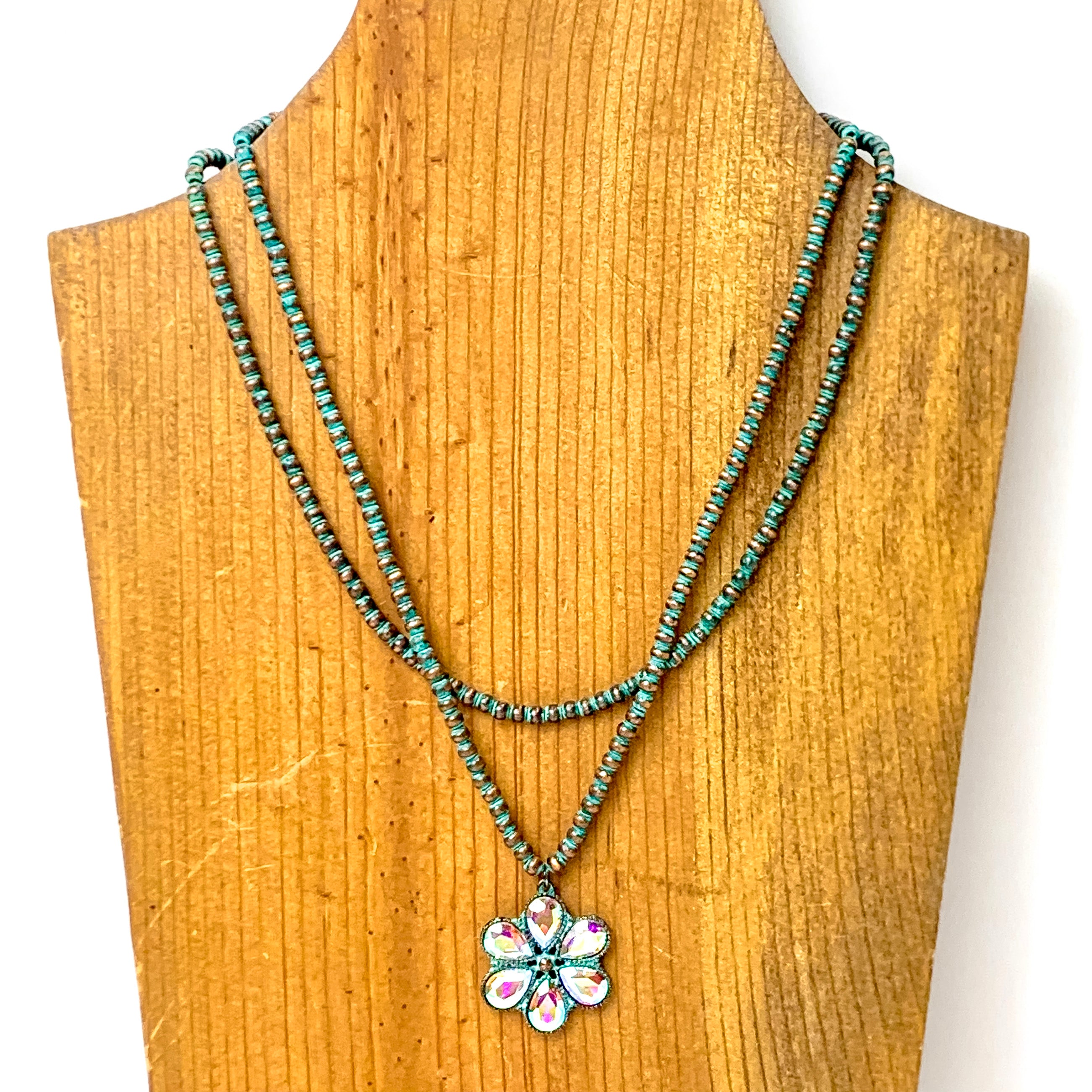 Bourbon Blooms Faux Navajo Pearl Necklace in Patina Tone - Giddy Up Glamour Boutique