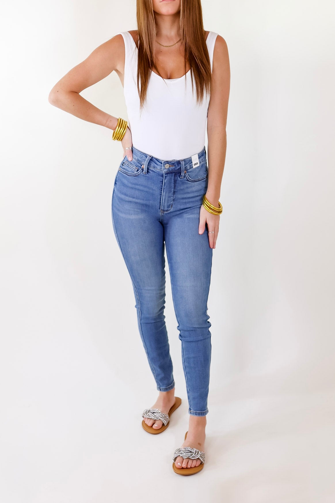 Judy Blue | Hopeful Dreamer Control Top Skinny Jeans in Medium Wash - Giddy Up Glamour Boutique