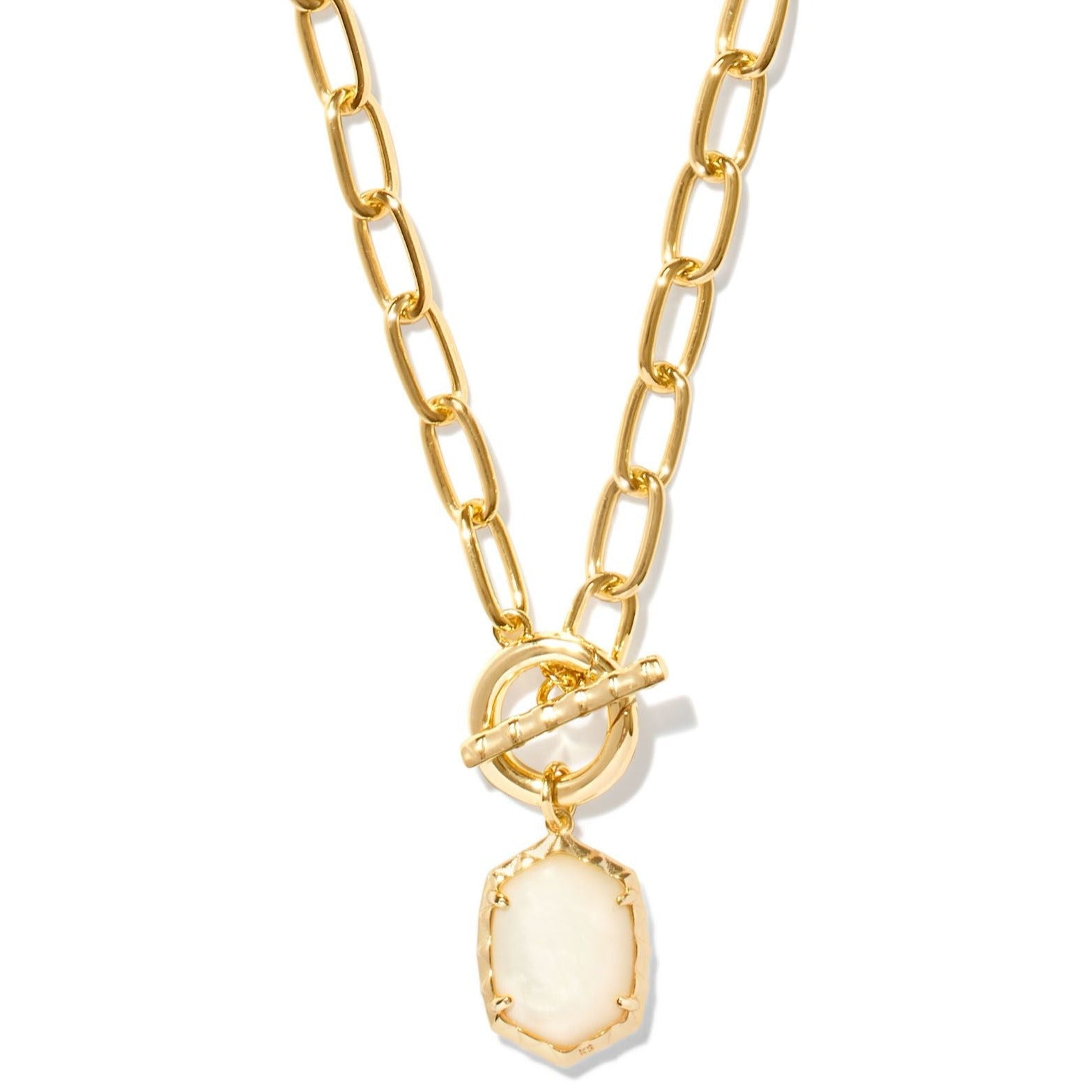 Kendra Scott | Daphne Gold Link and Chain Necklace in Ivory Mother of Pearl - Giddy Up Glamour Boutique