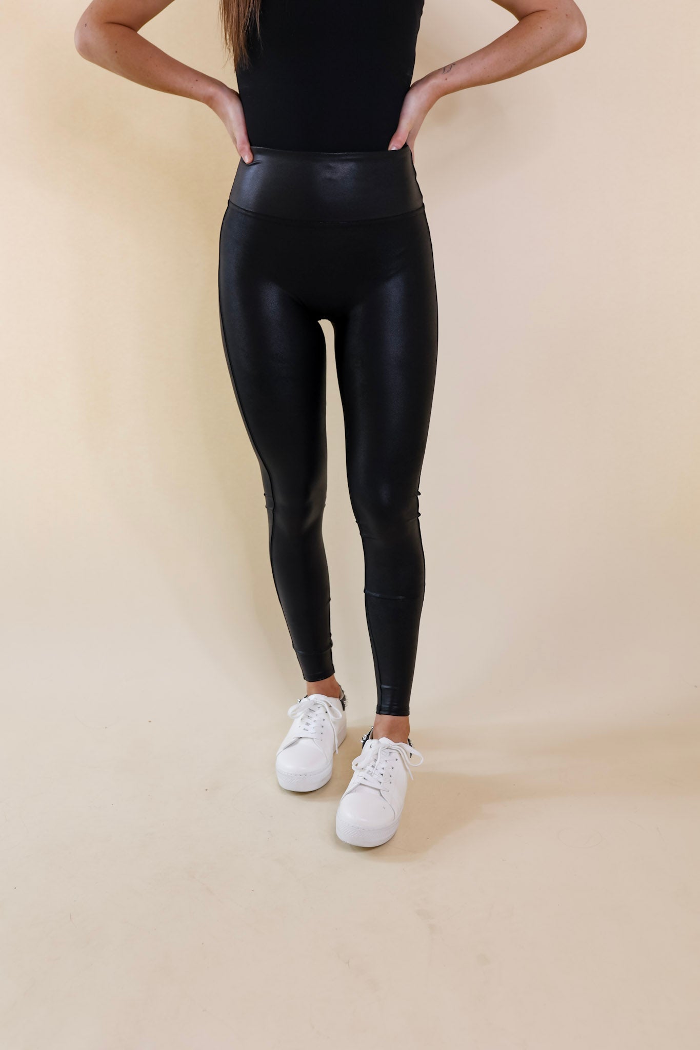 SPANX | Faux Leather Leggings in Black - Giddy Up Glamour Boutique
