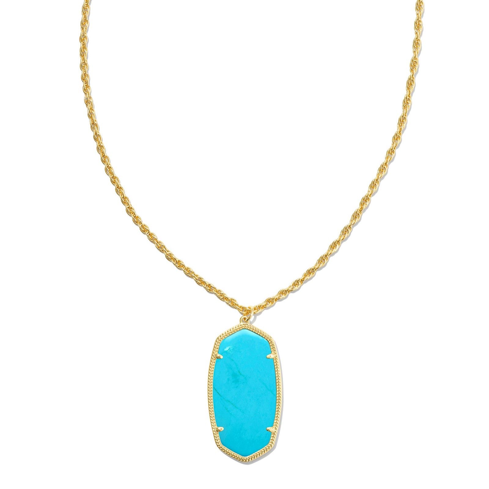 Kendra Scott | Rae Gold Long Pendant Necklace in Variegated Turquoise Magnesite - Giddy Up Glamour Boutique