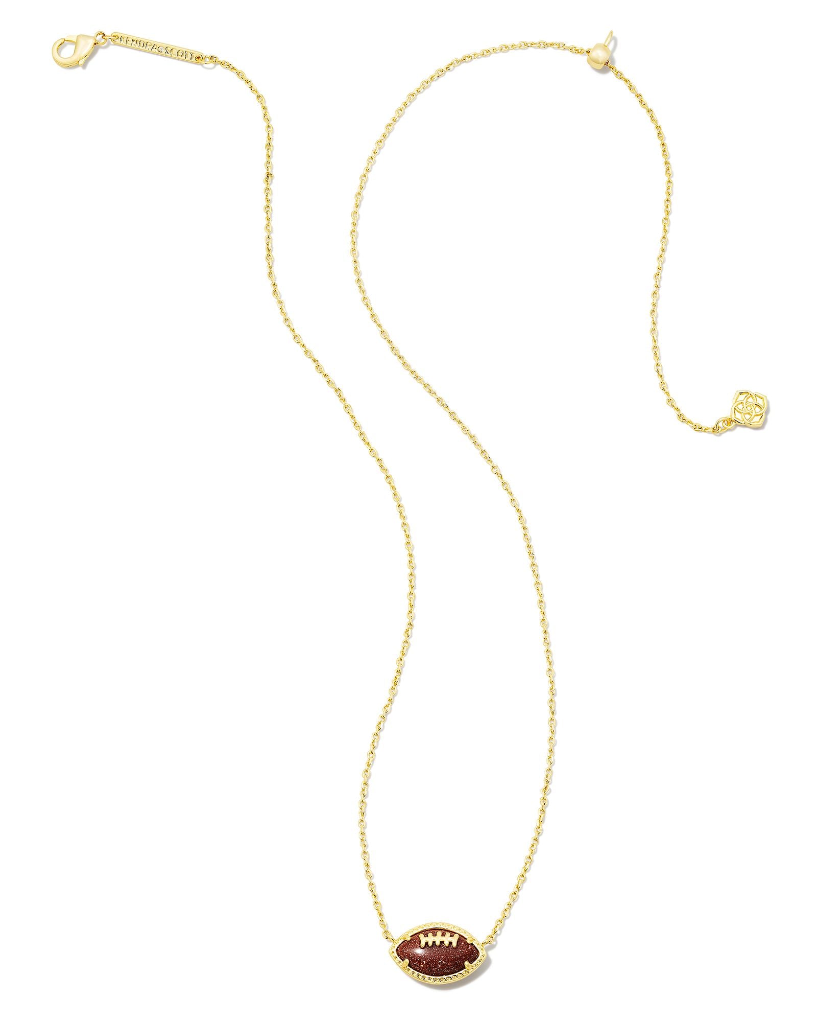 Kendra Scott | Football Gold Short Pendant Necklace in Orange Goldstone - Giddy Up Glamour Boutique