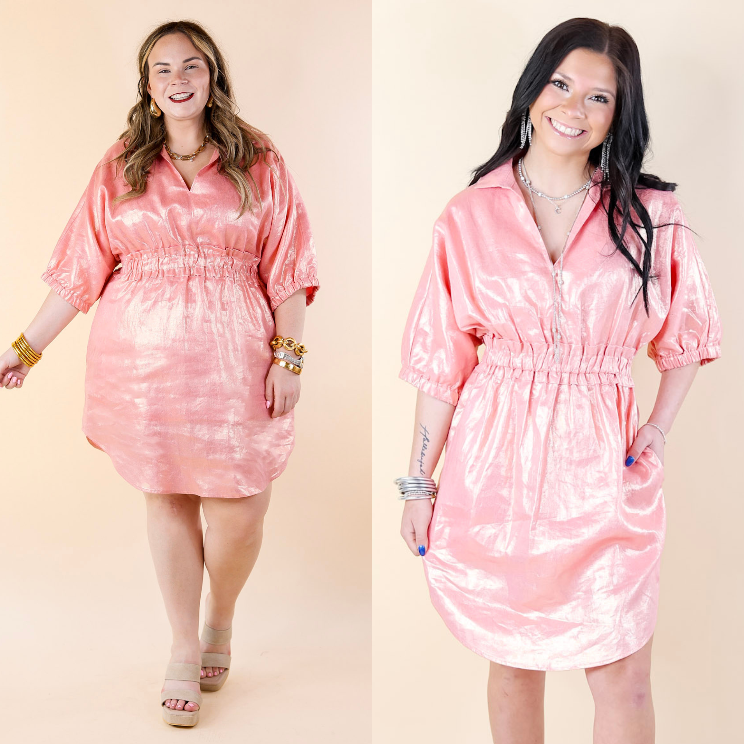 Emily McCarthy | Palmer Dress in Conch (Pink) - Giddy Up Glamour Boutique