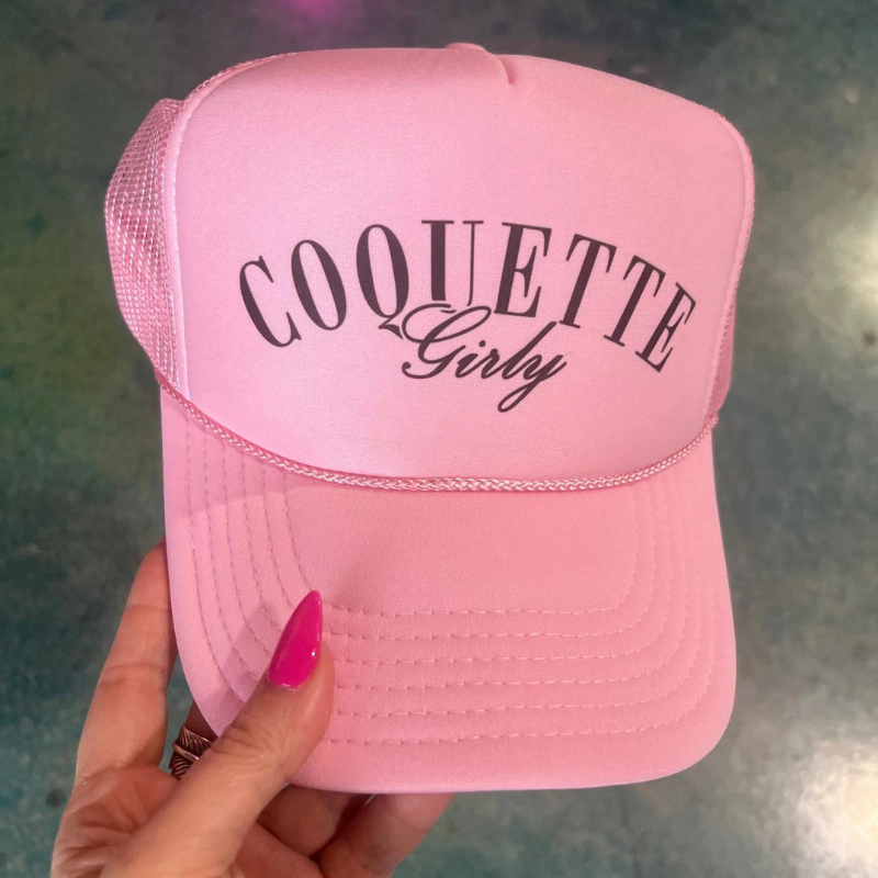 Online Exclusive | Coquette Girlie Foam Trucker Cap in Solid Baby Pink - Giddy Up Glamour Boutique