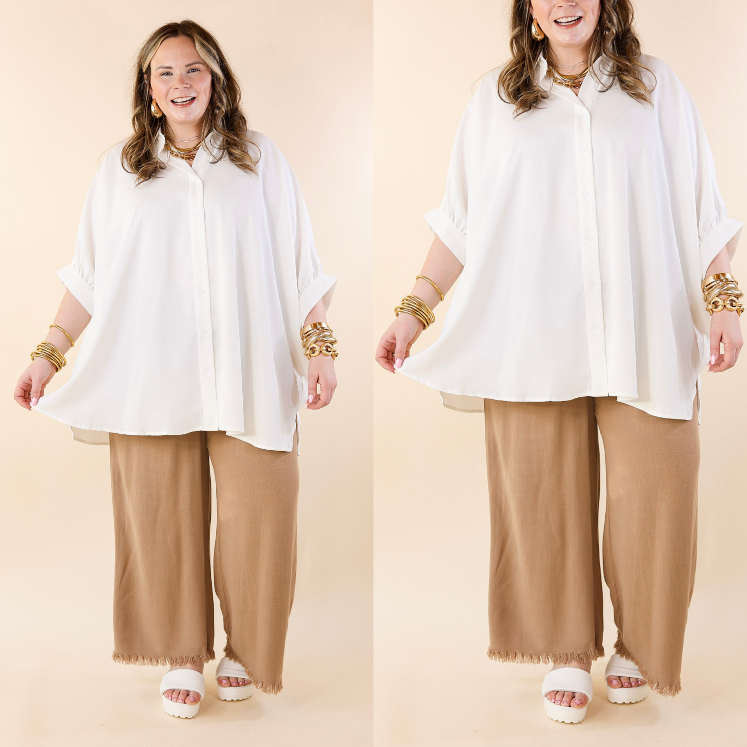 Right On Cue Elastic Waistband Cropped Pants with Frayed Hem in Mocha Brown - Giddy Up Glamour Boutique