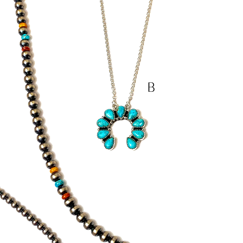 Hada Collection | Handmade Sterling Silver Necklace with Kingman Turquoise Naja Pendant - Giddy Up Glamour Boutique