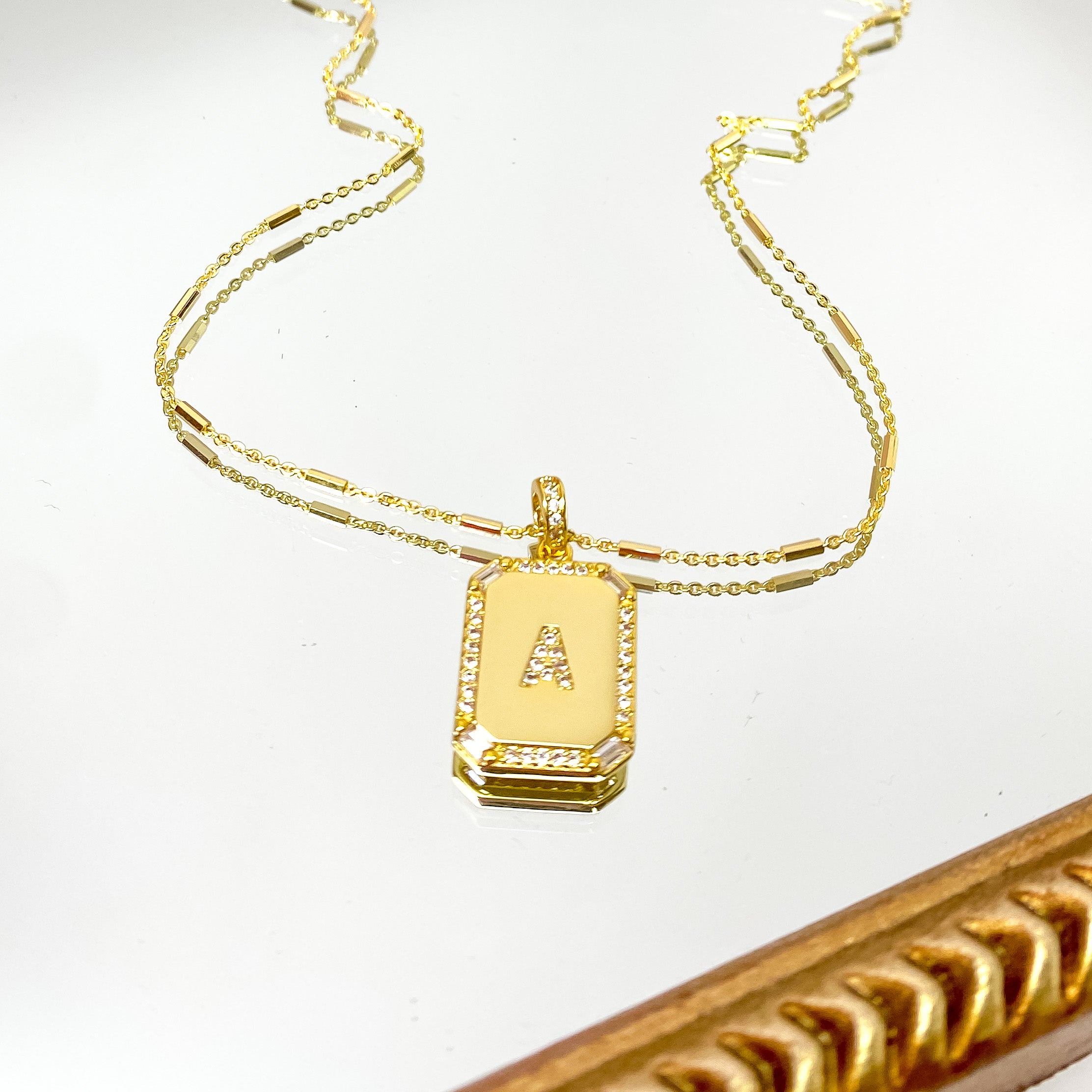Kinsey Designs | Initial Tile Chain Necklace with CZ Crystals - Giddy Up Glamour Boutique