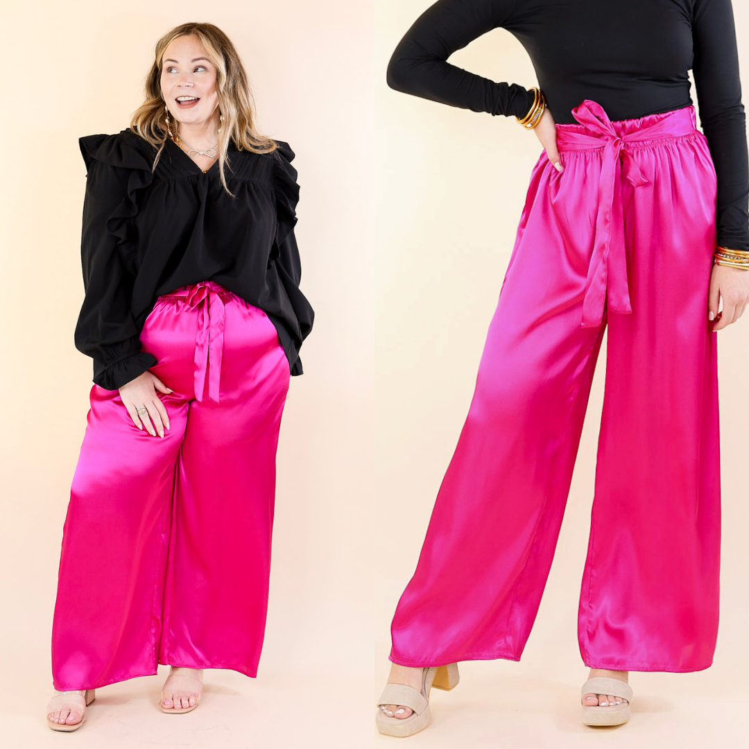 pink satin dress pants Silk duchess satin wide-leg pants in pink - Valentino