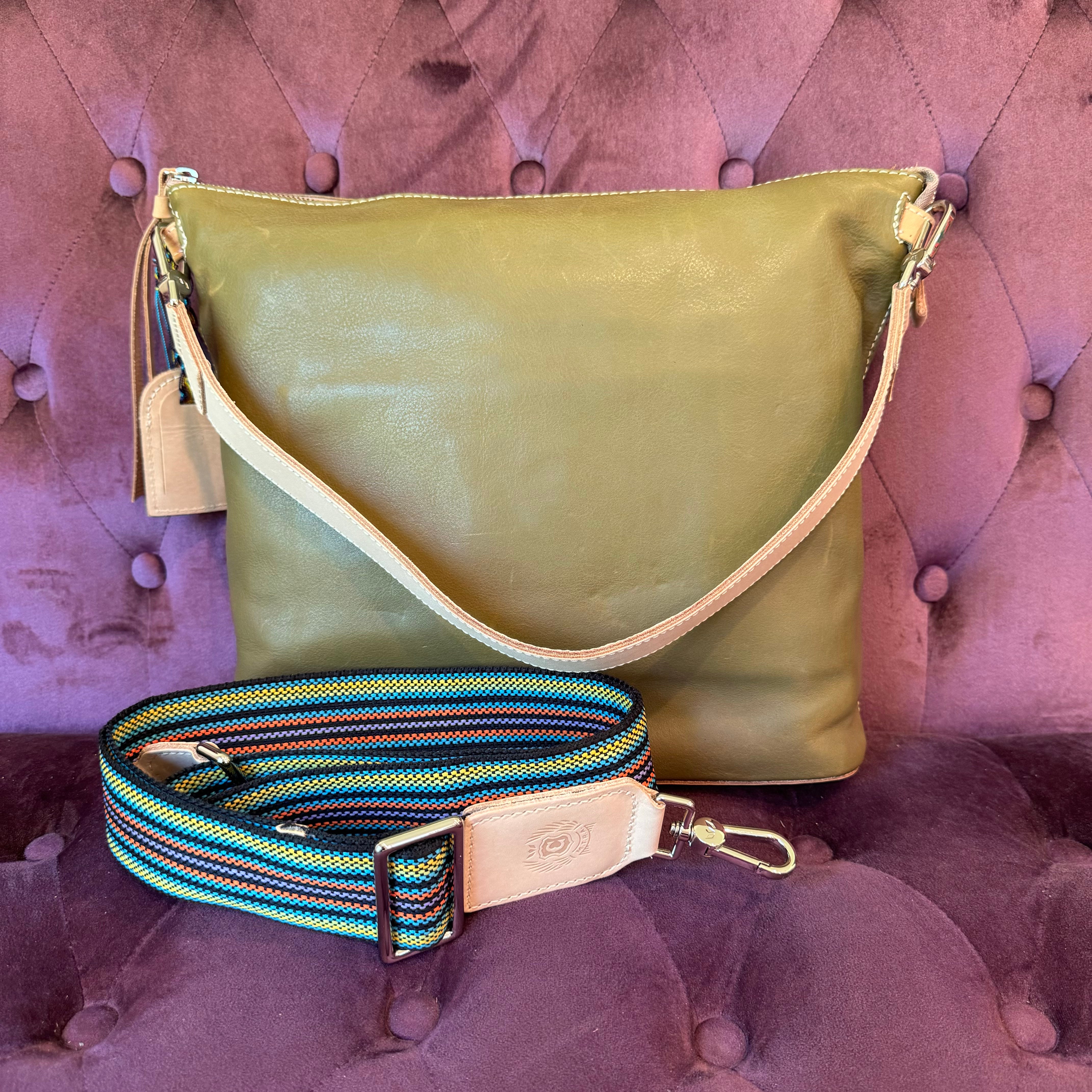 Blemished Consuela #2419 Ashley Olive Green Leather Hobo Bag • FINAL SALE