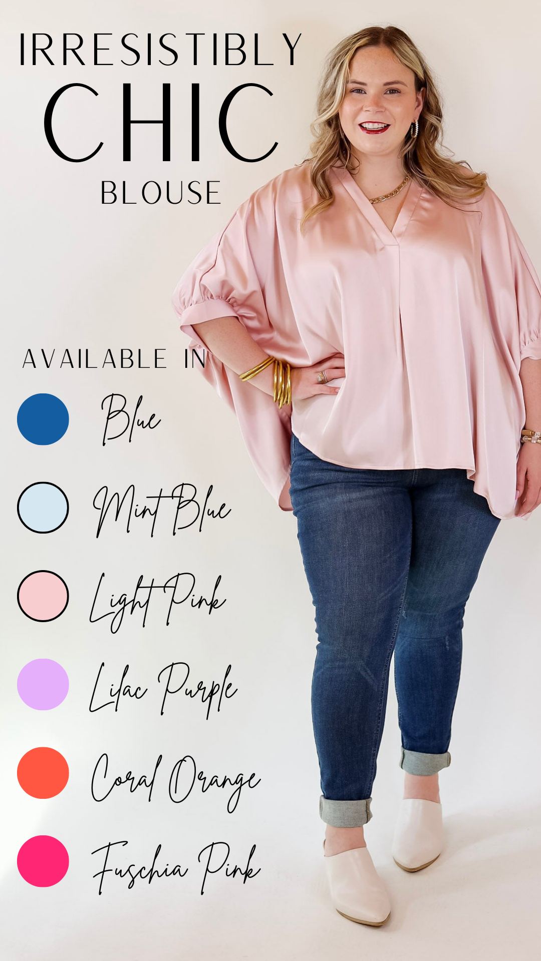 Irresistibly Chic Half Sleeve Oversized Blouse in Light Pink - Giddy Up Glamour Boutique