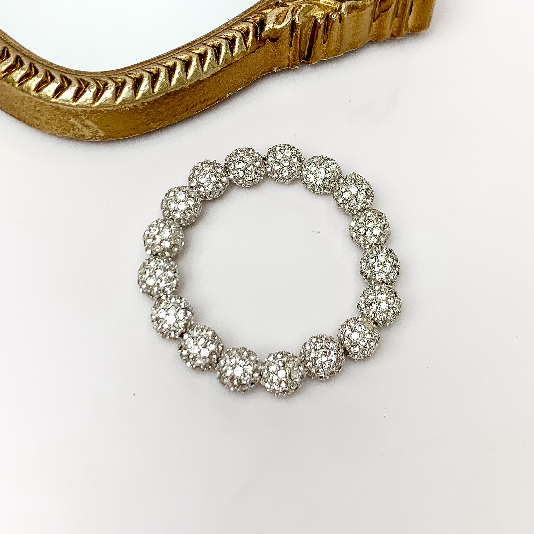 Clear Crystal Beaded Bracelet in Silver Tone - Giddy Up Glamour Boutique