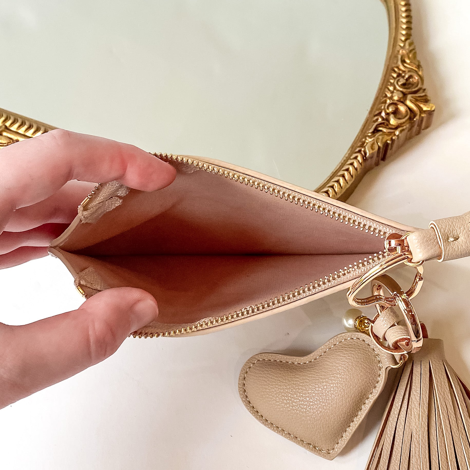 Hollis | Keychain Coin Pouch in Nude - Giddy Up Glamour Boutique