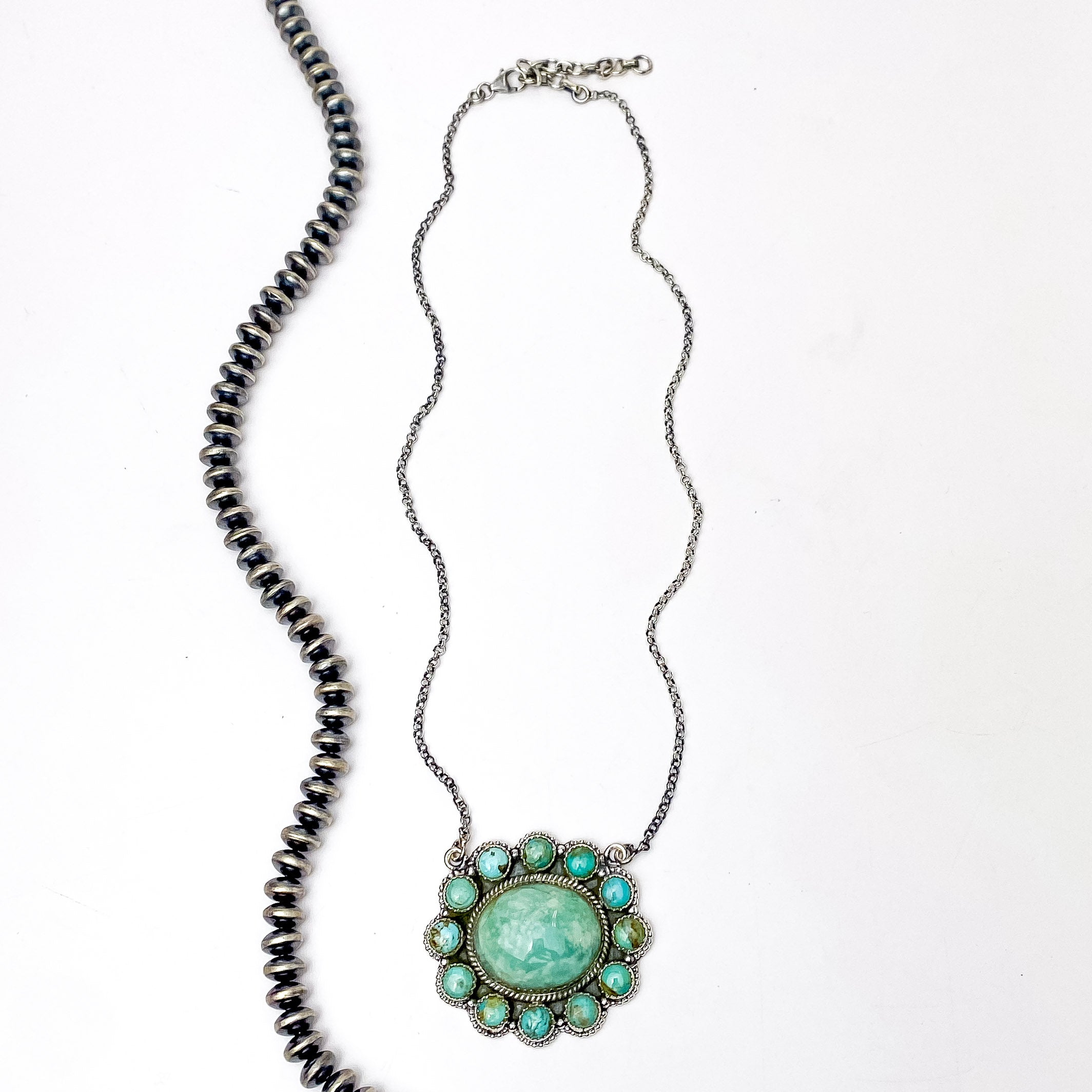 Hada Collection | Handmade Sterling Silver Necklace with Multi Stone Circle Cluster - Giddy Up Glamour Boutique