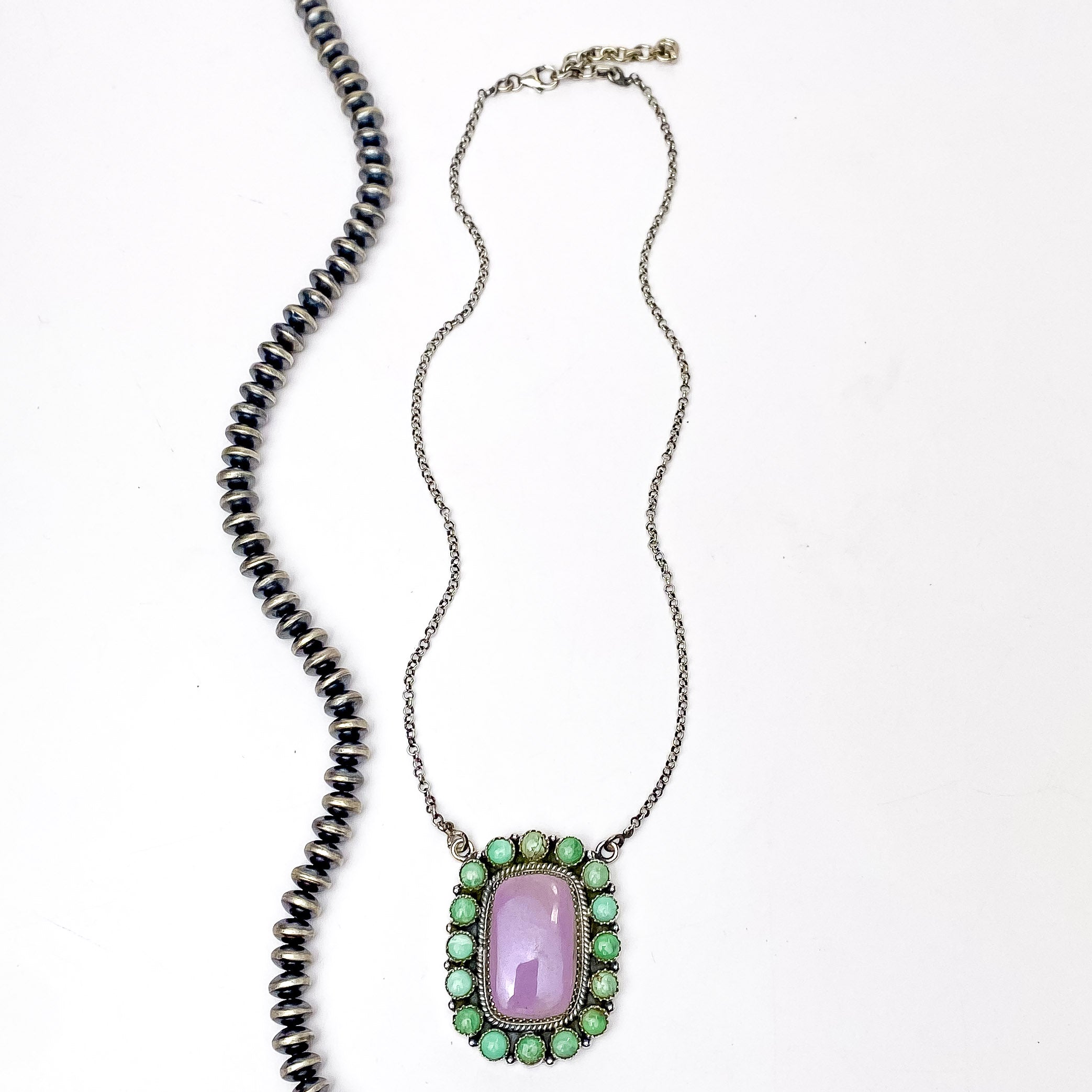 Hada Collection | Handmade Sterling Silver Necklace with Multi Stone Cluster Pendant - Giddy Up Glamour Boutique