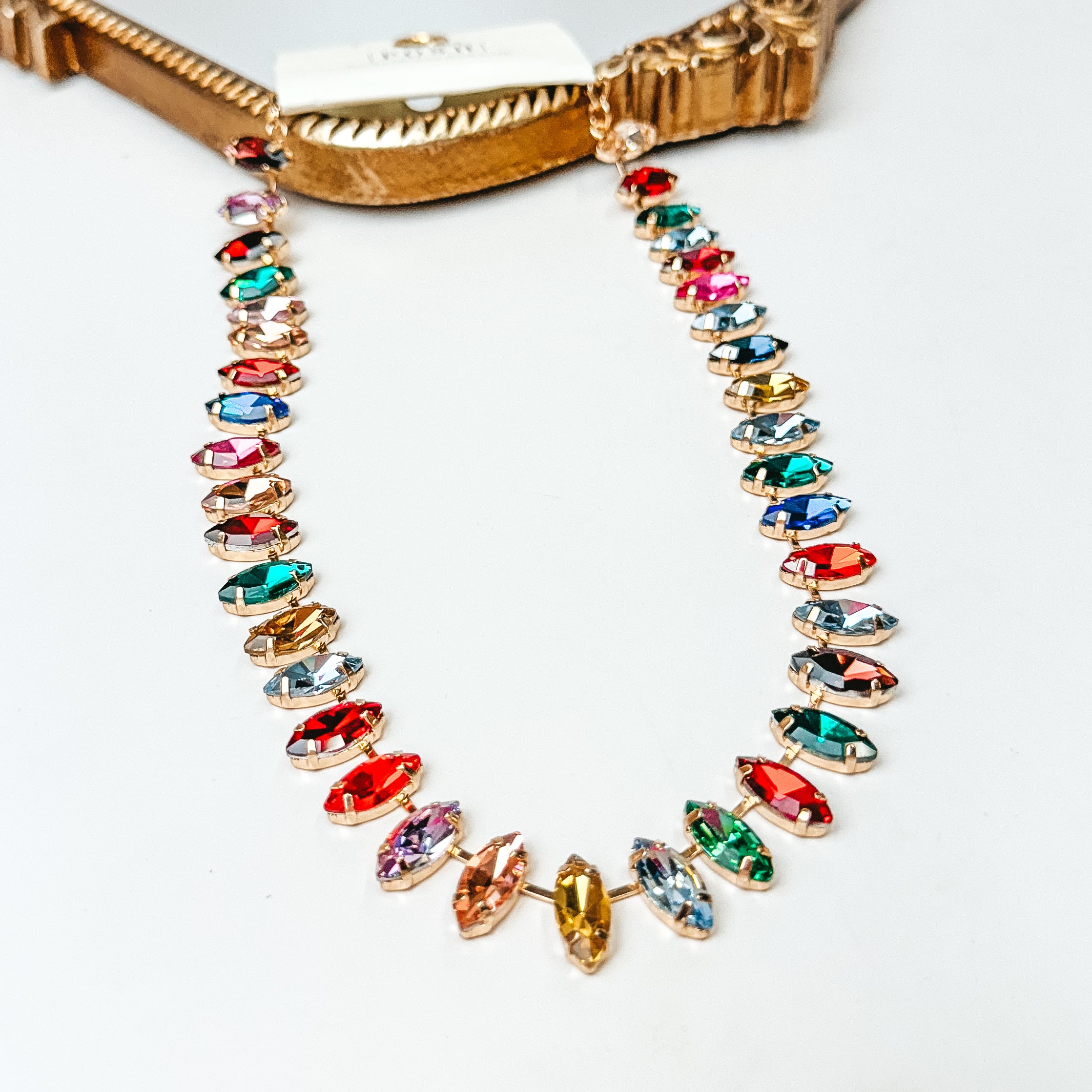 Pink Panache | Marquis Rhinestone Necklace in Multicolor - Giddy Up Glamour Boutique