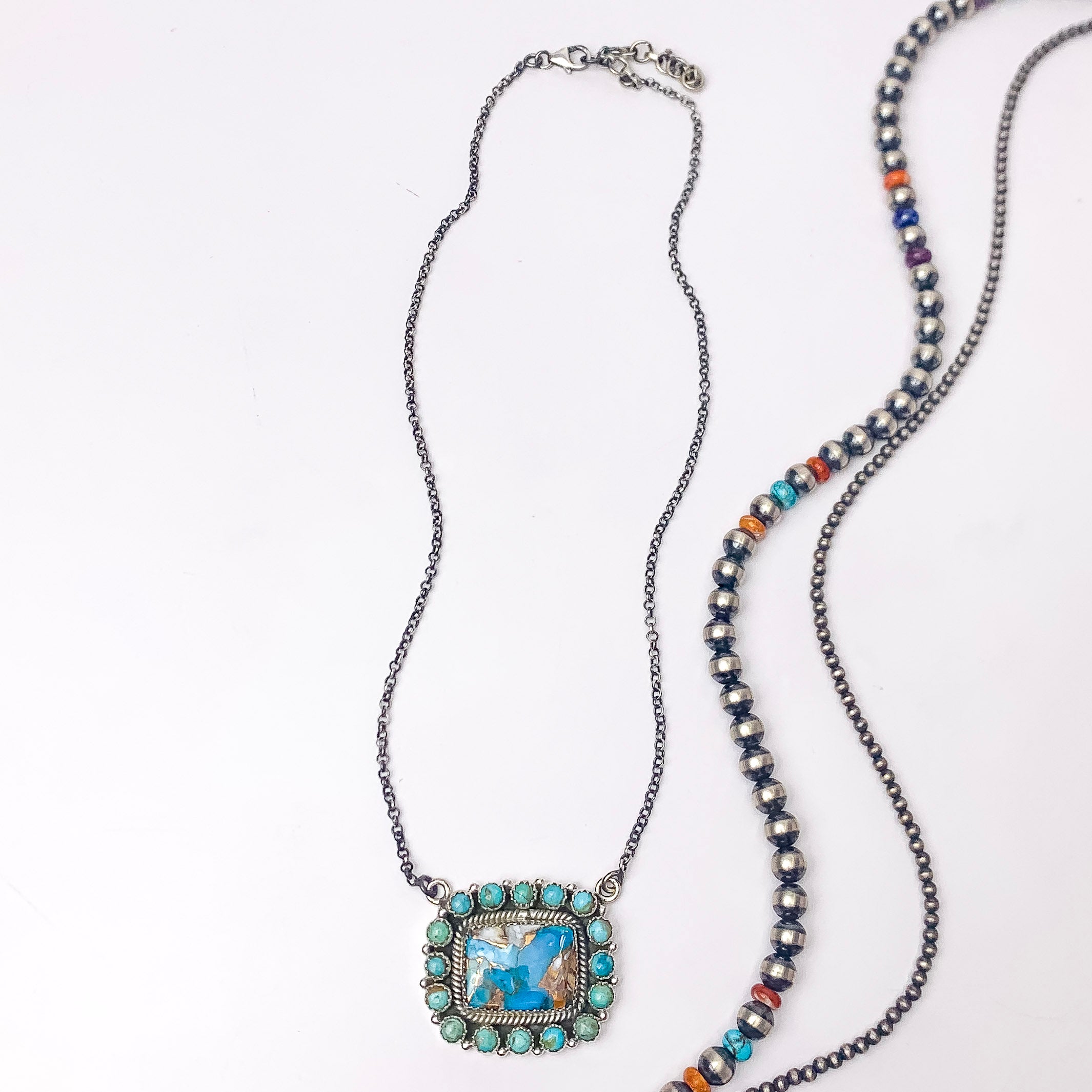 Hada Collection | Handmade Sterling Silver and Turquoise Remix Pendant Necklace - Giddy Up Glamour Boutique