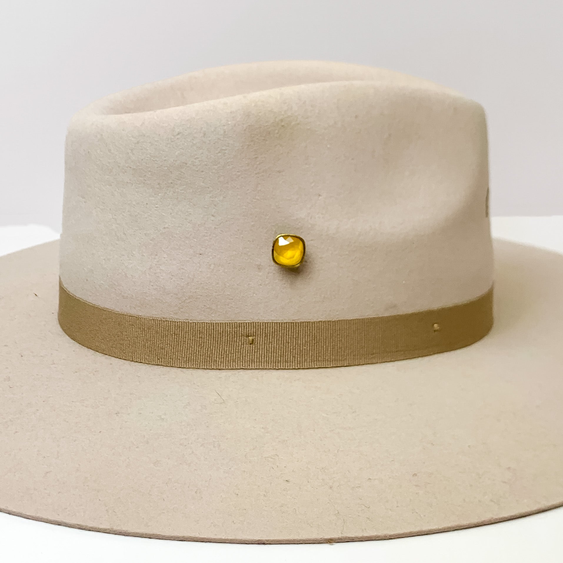 Pink Panache | Bronze Tone 12mm Hat Pin with Buttercup Yellow Cushion Cut Crystal - Giddy Up Glamour Boutique