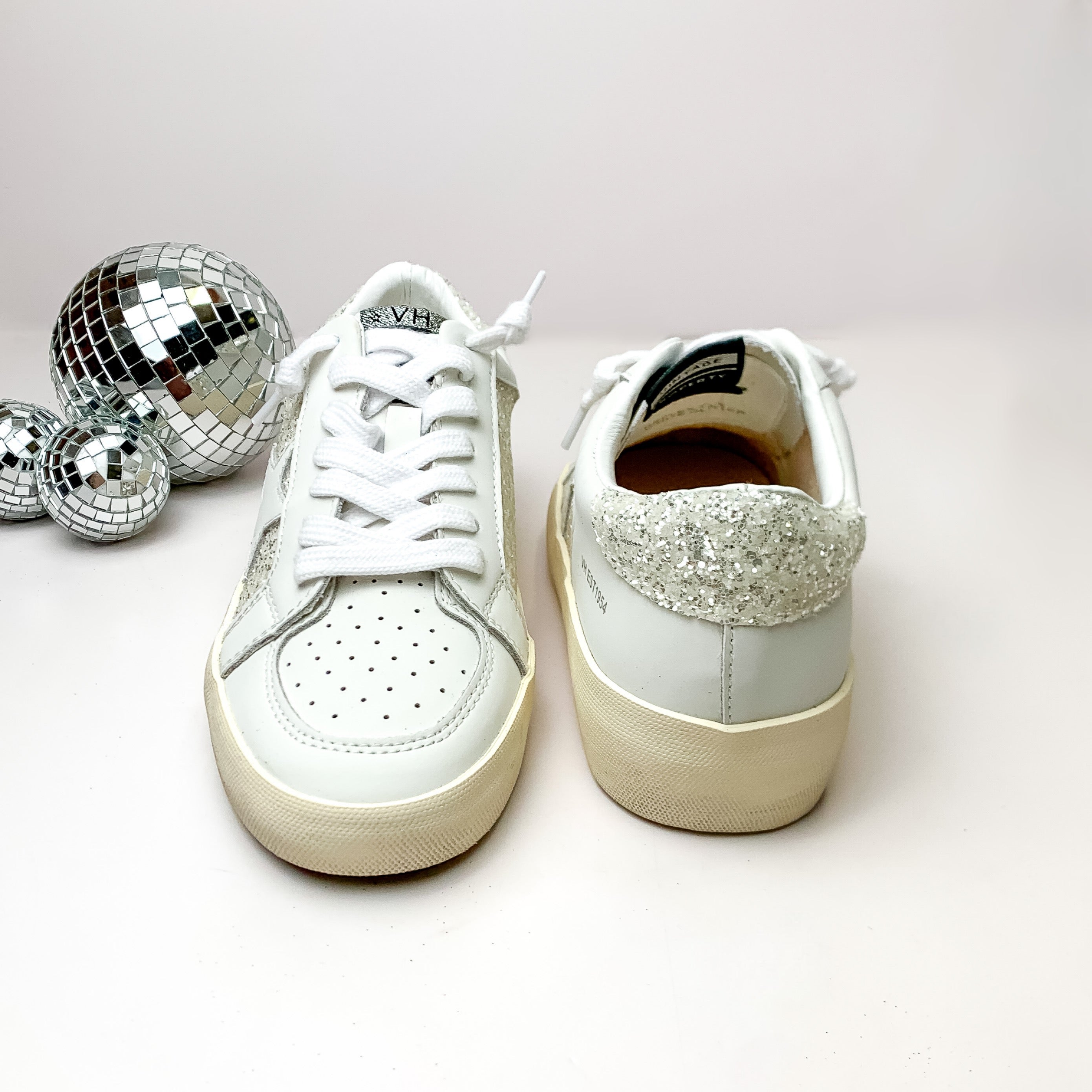 Vintage Havana | Reflex Sneakers in White Glitter - Giddy Up Glamour Boutique