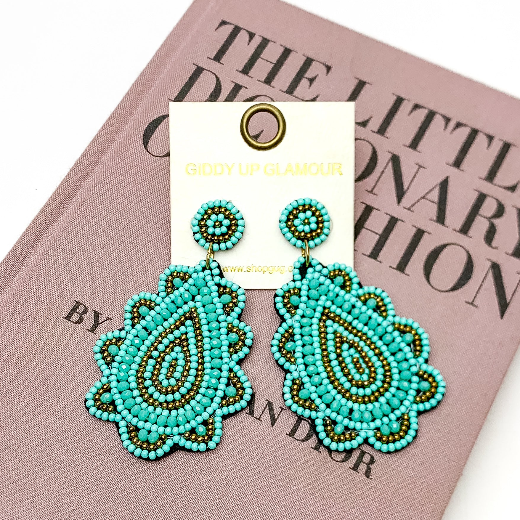 Light Up The Night Seed Bead Teardrop Earrings in Turquoise Blue - Giddy Up Glamour Boutique