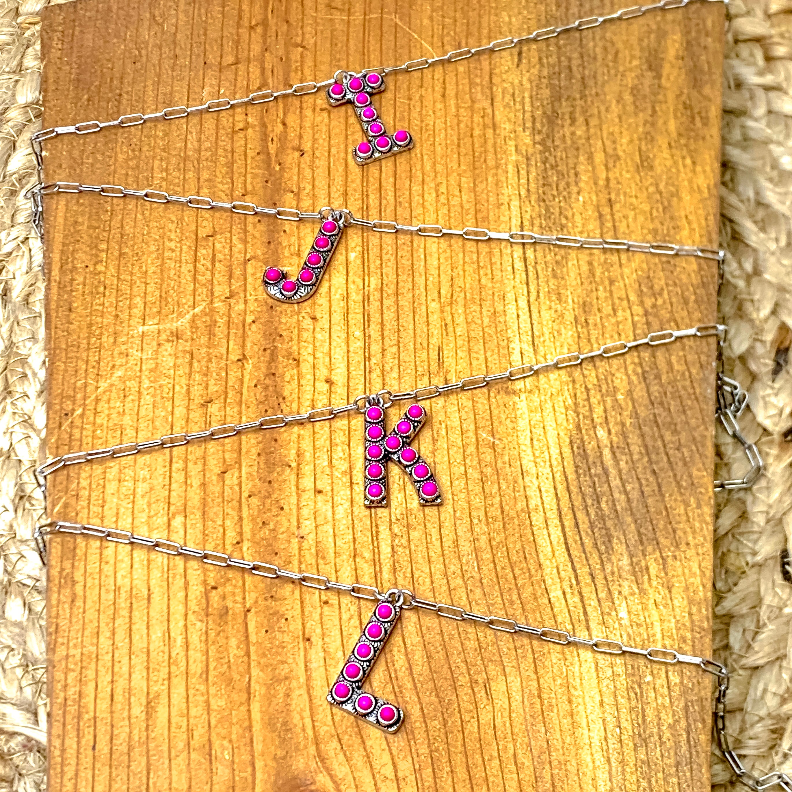 Wear It Proud Initial Necklaces in Fuchsia Pink - Giddy Up Glamour Boutique