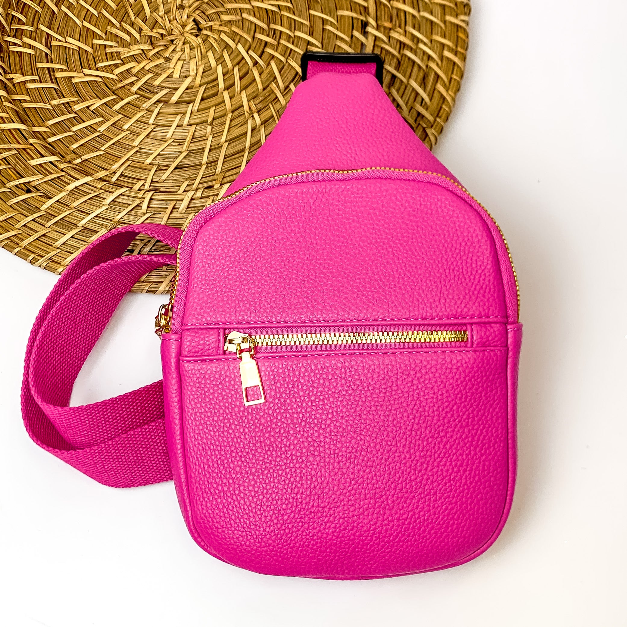 Sling Backpack in Fuchsia Pink - Giddy Up Glamour Boutique