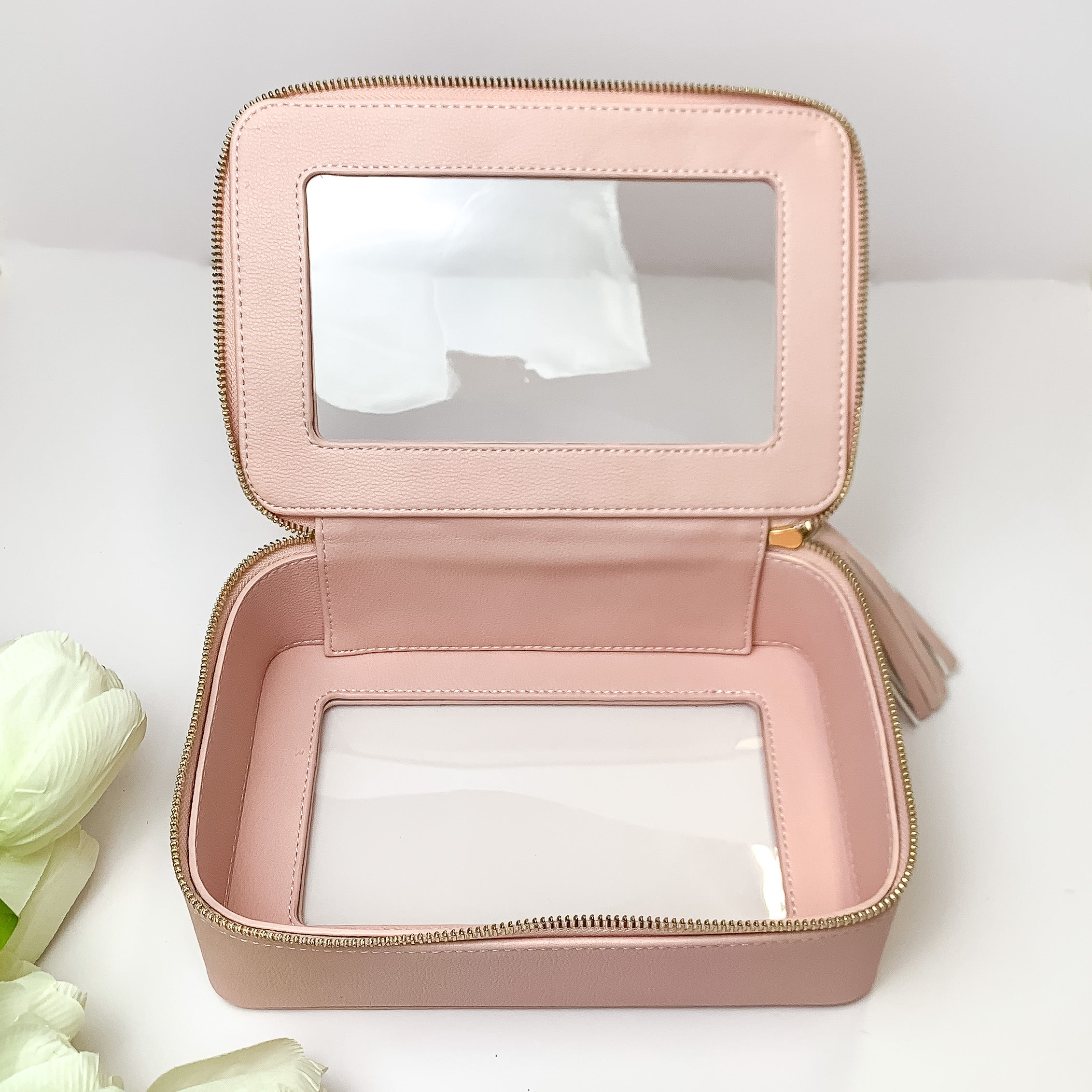 Hollis | Clear Toiletry Bag in Blush - Giddy Up Glamour Boutique